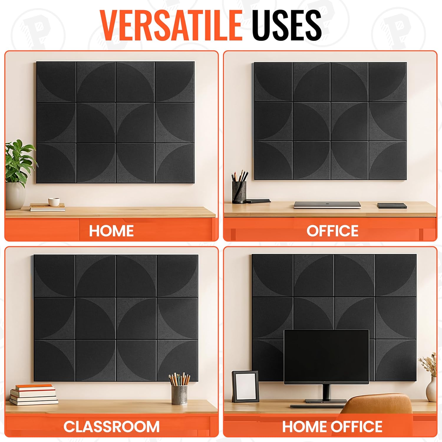 Large Black Cork Board with Felt Tiles Push Pins 47x36