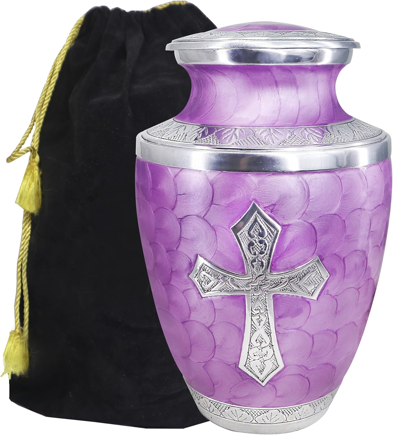 M MEILINXU Large Purple Cross Urn for Ashes