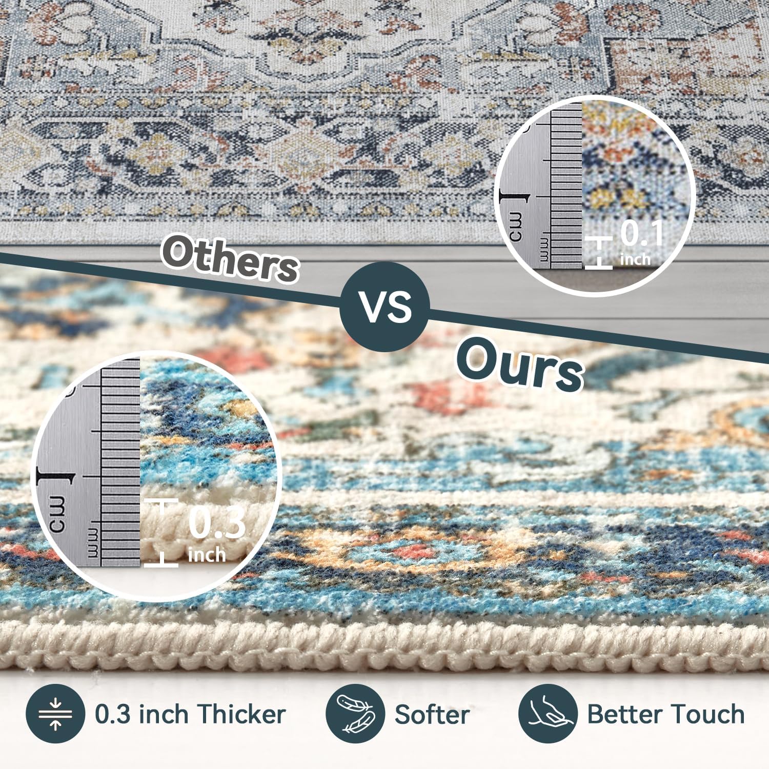 Topllen Runner Rug 26x8 Boho Washable Kitchen Rug