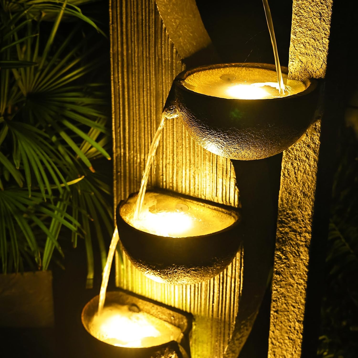 Sunlinua 5-Tier Large Water Fountain with LED Lights and Pump