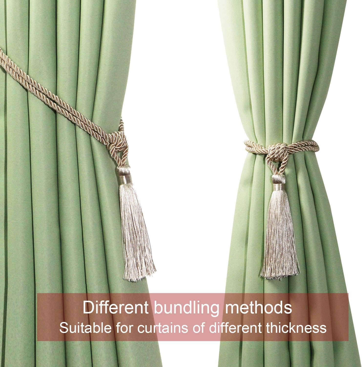 Fenghuangwu Curtain Tiebacks Tassel Holdbacks 2 Pack