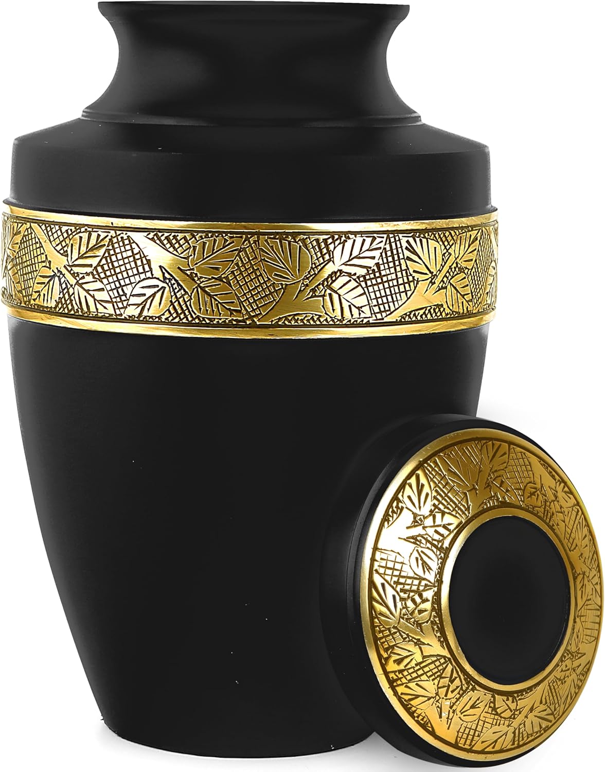Metal Alloy Decorative Urn for Human Ashes - Black Gold