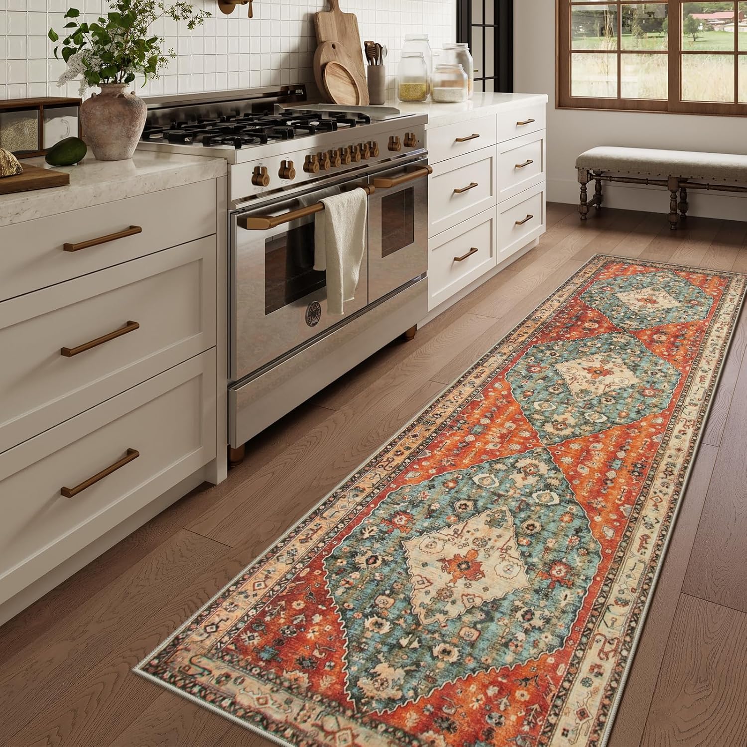 Lahome Boho Tribal 26 x 10 Washable Runner Rug
