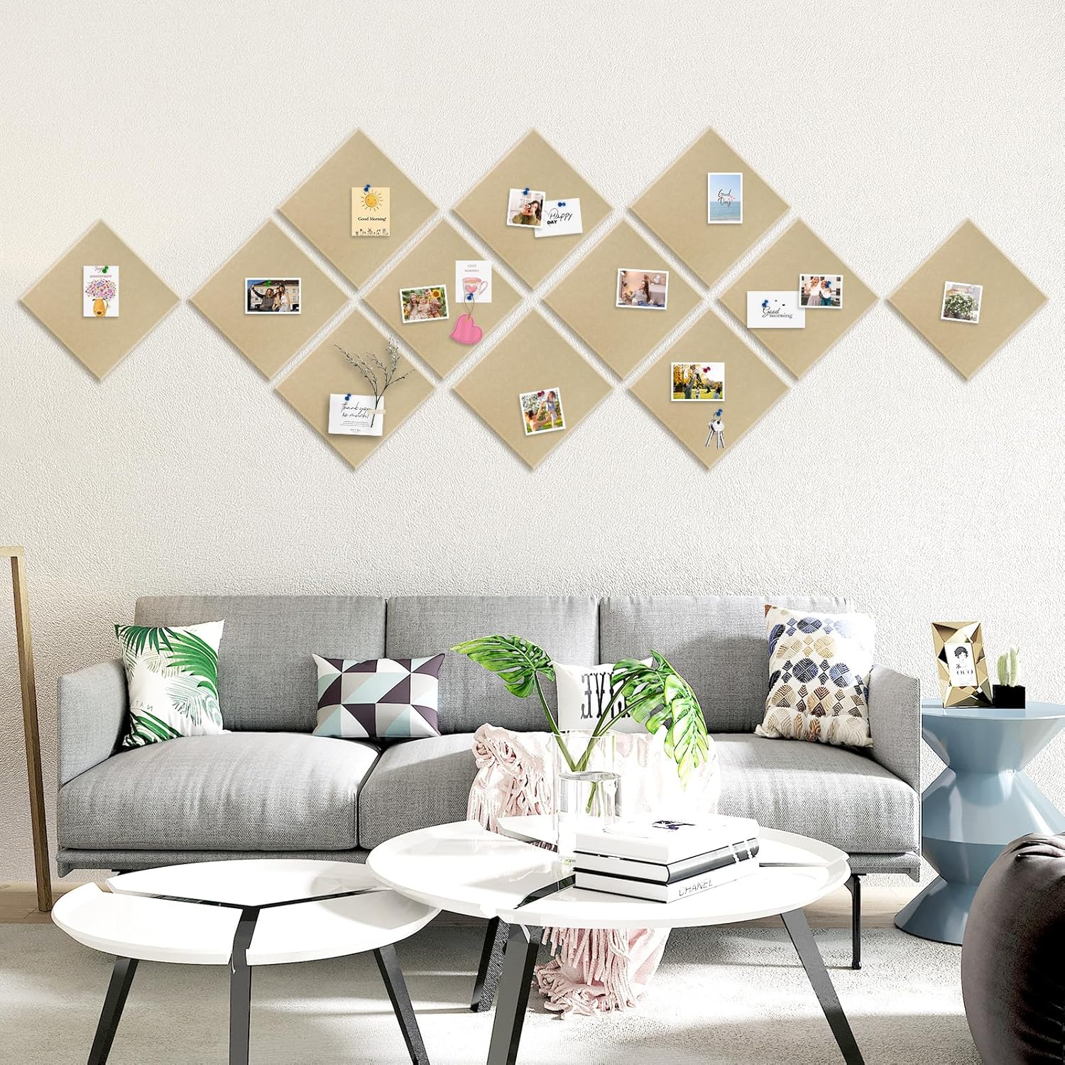 Large Felt Cork Board Tiles 12 Packs 12x12 Dark Camel
