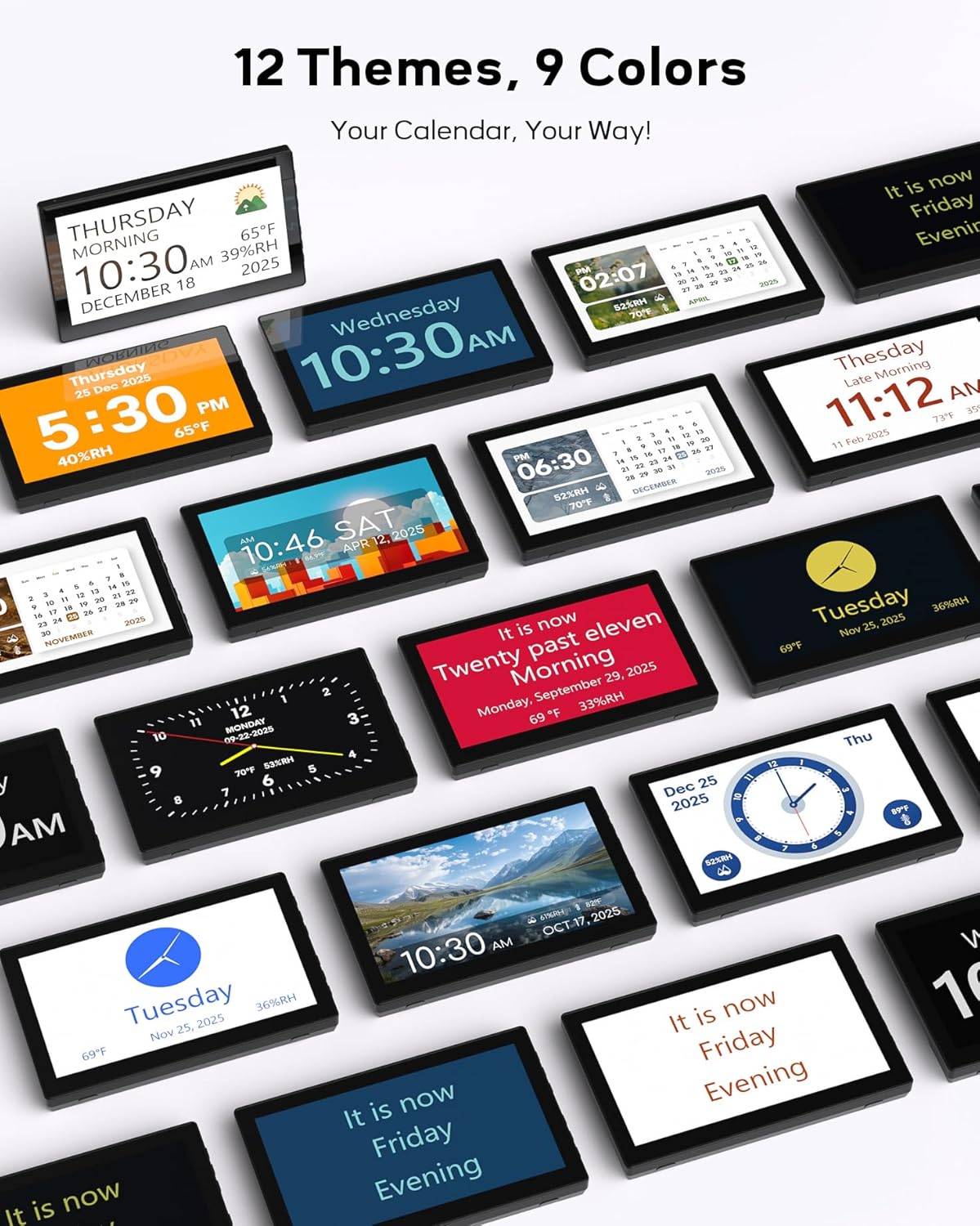 101 Inch Digital Clock with Date Day and Themes