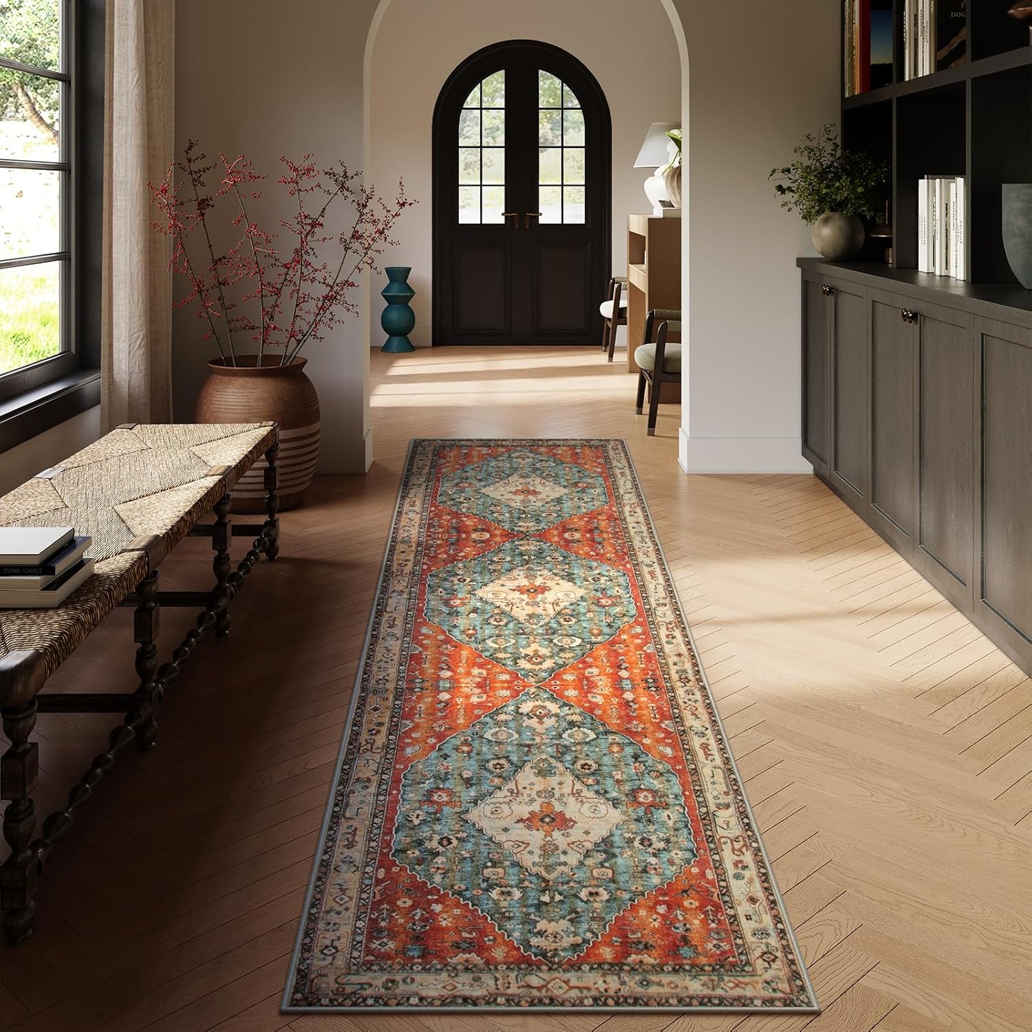 Lahome Boho Tribal 26 x 10 Washable Runner Rug