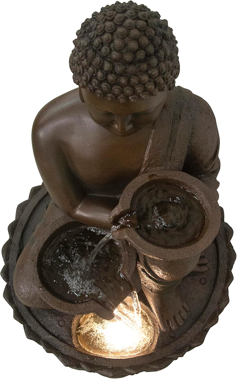 Hi-Line Gift Ltd Large Buddha Fountain with Warm White LED