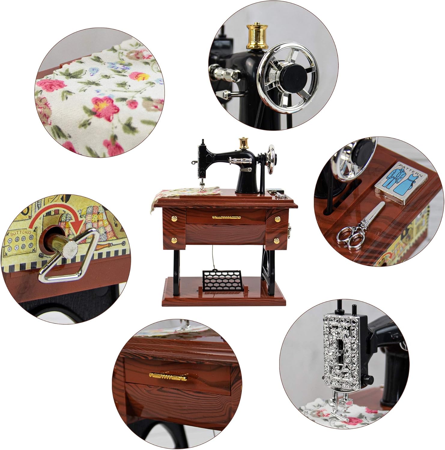 Auear Vintage Music Box Sewing Machine Figurine