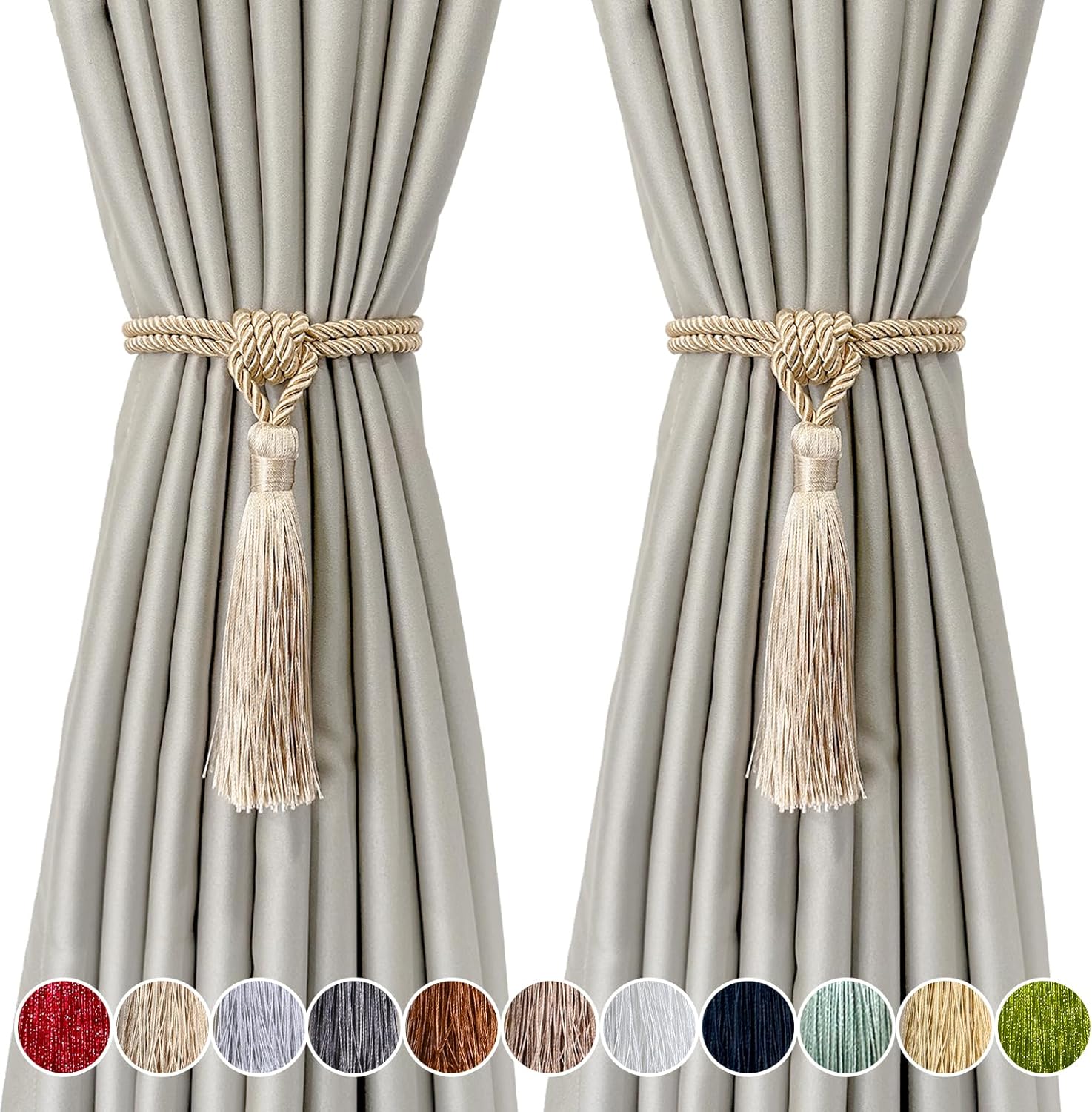 Fenghuangwu Curtain Tiebacks Tassel Holdbacks 2 Pack