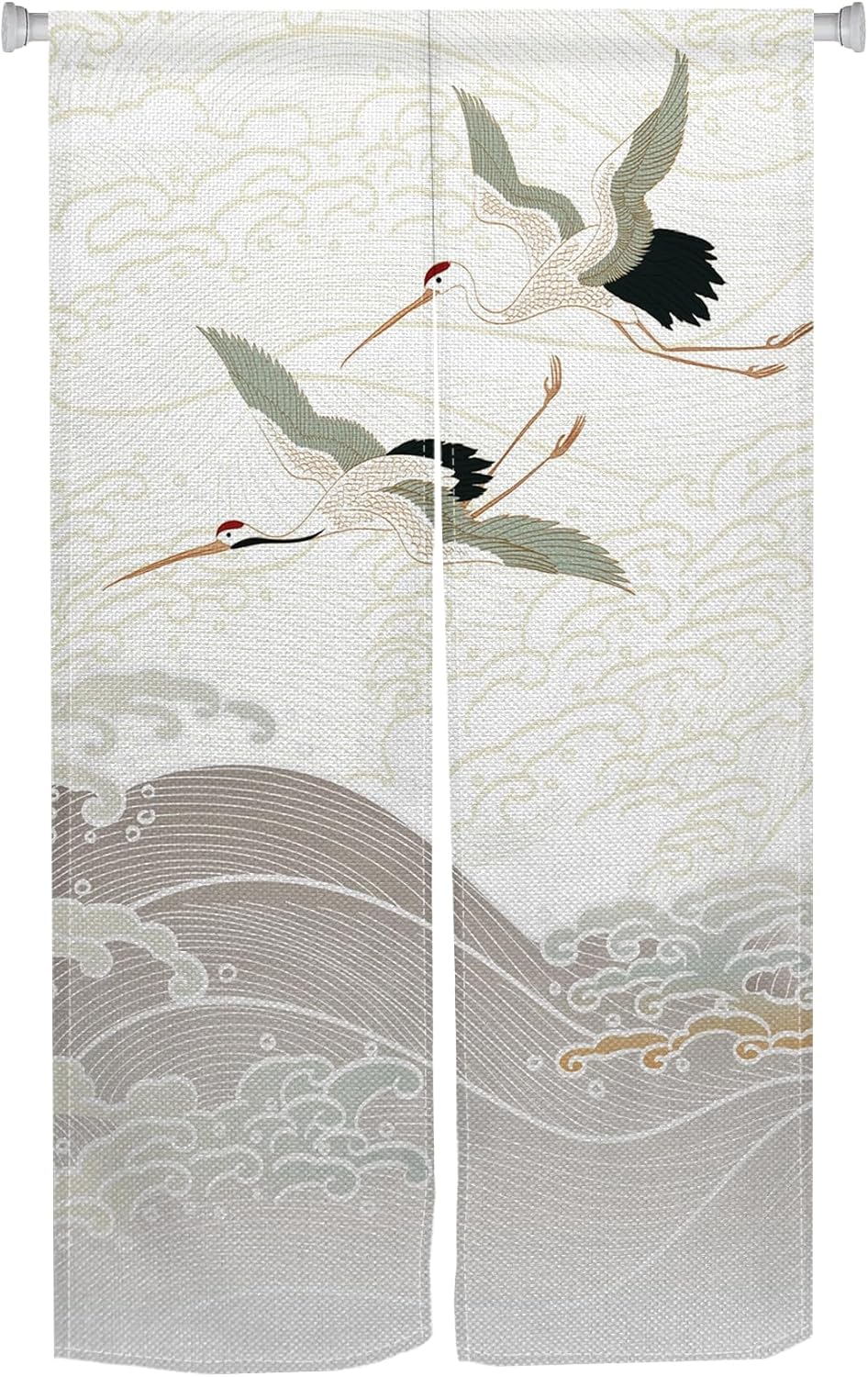 Japanese Style Doorway Curtain with Cranes Pattern 335 x 709