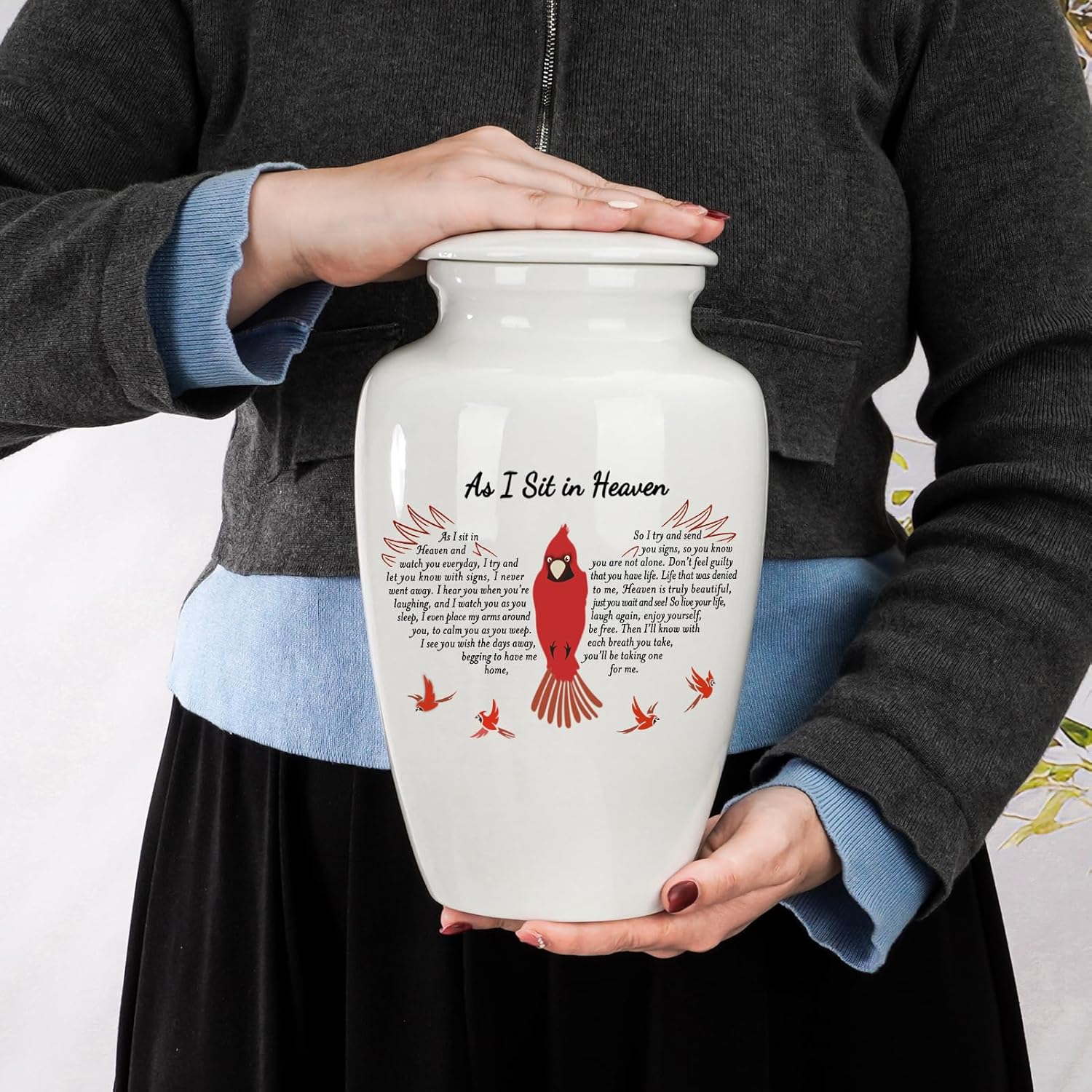 Abooxiu 10 Inches Ceramic Cremation Urn for Human Ashes