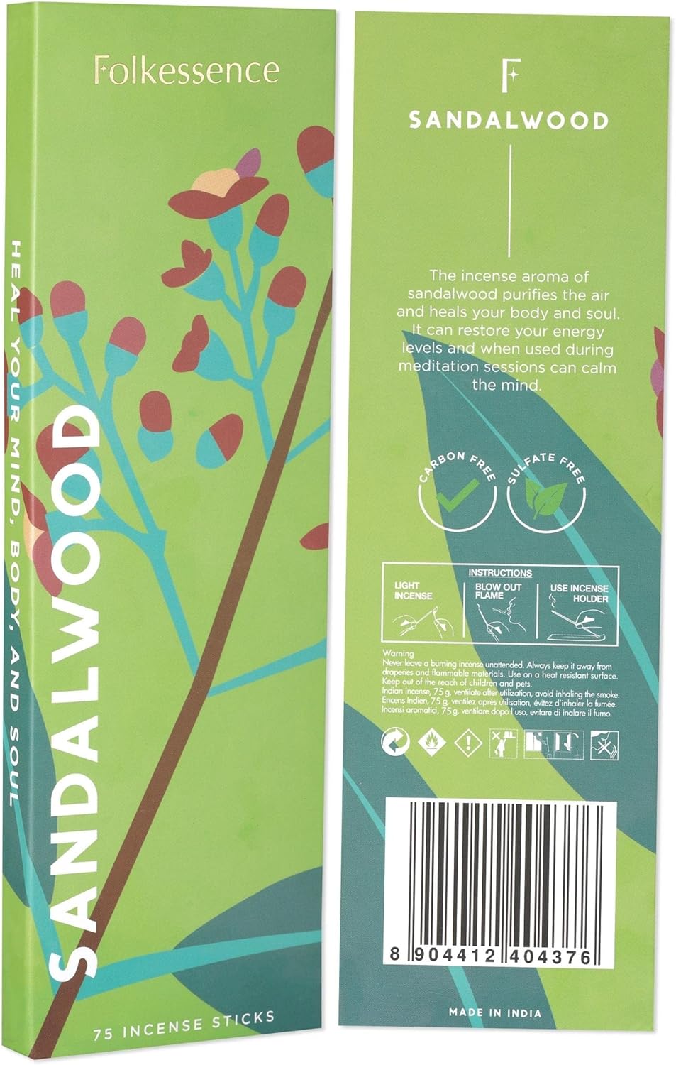 Folkulture Sandalwood Incense Sticks Pack of 75 1