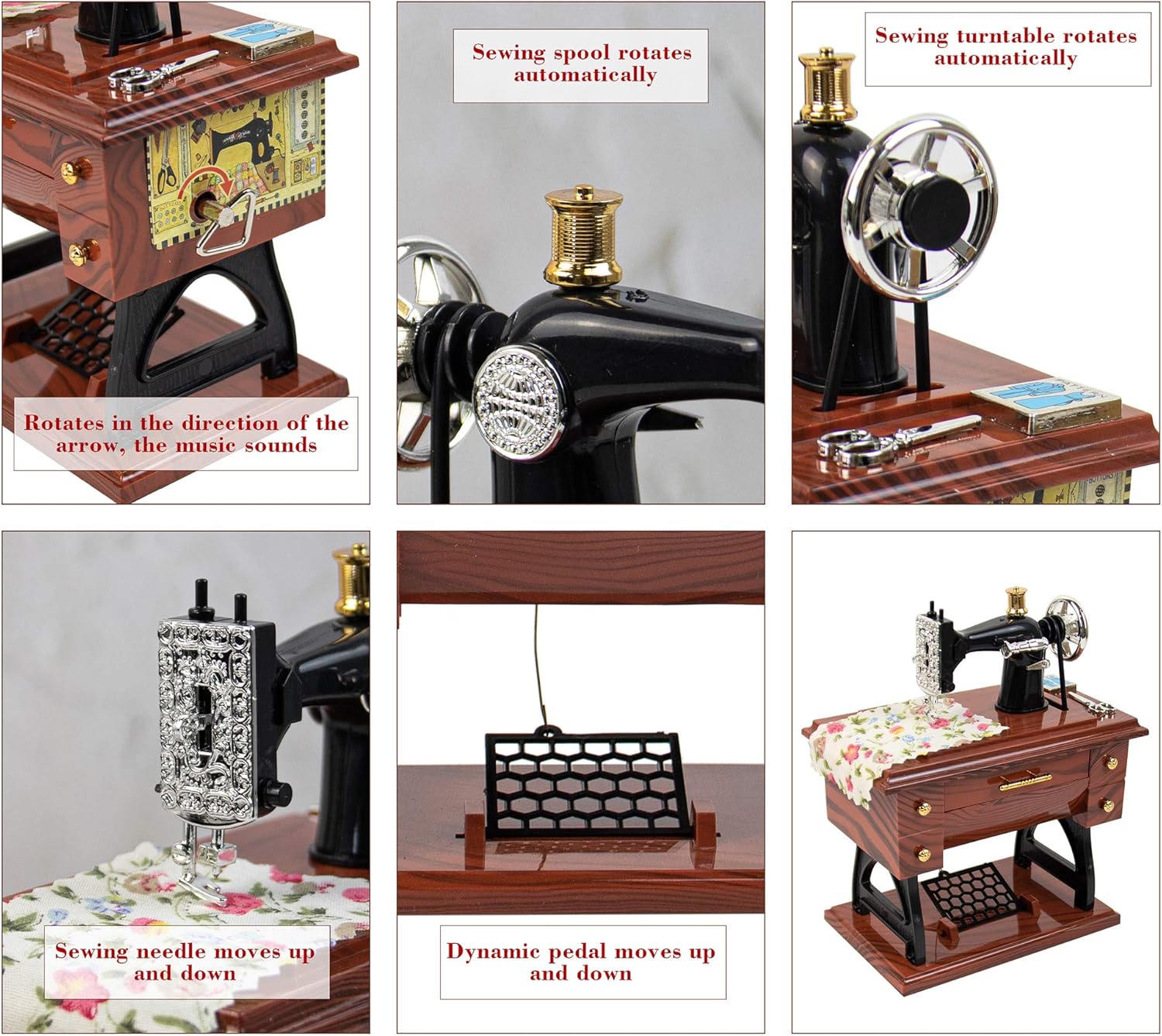 Auear Vintage Music Box Sewing Machine Figurine