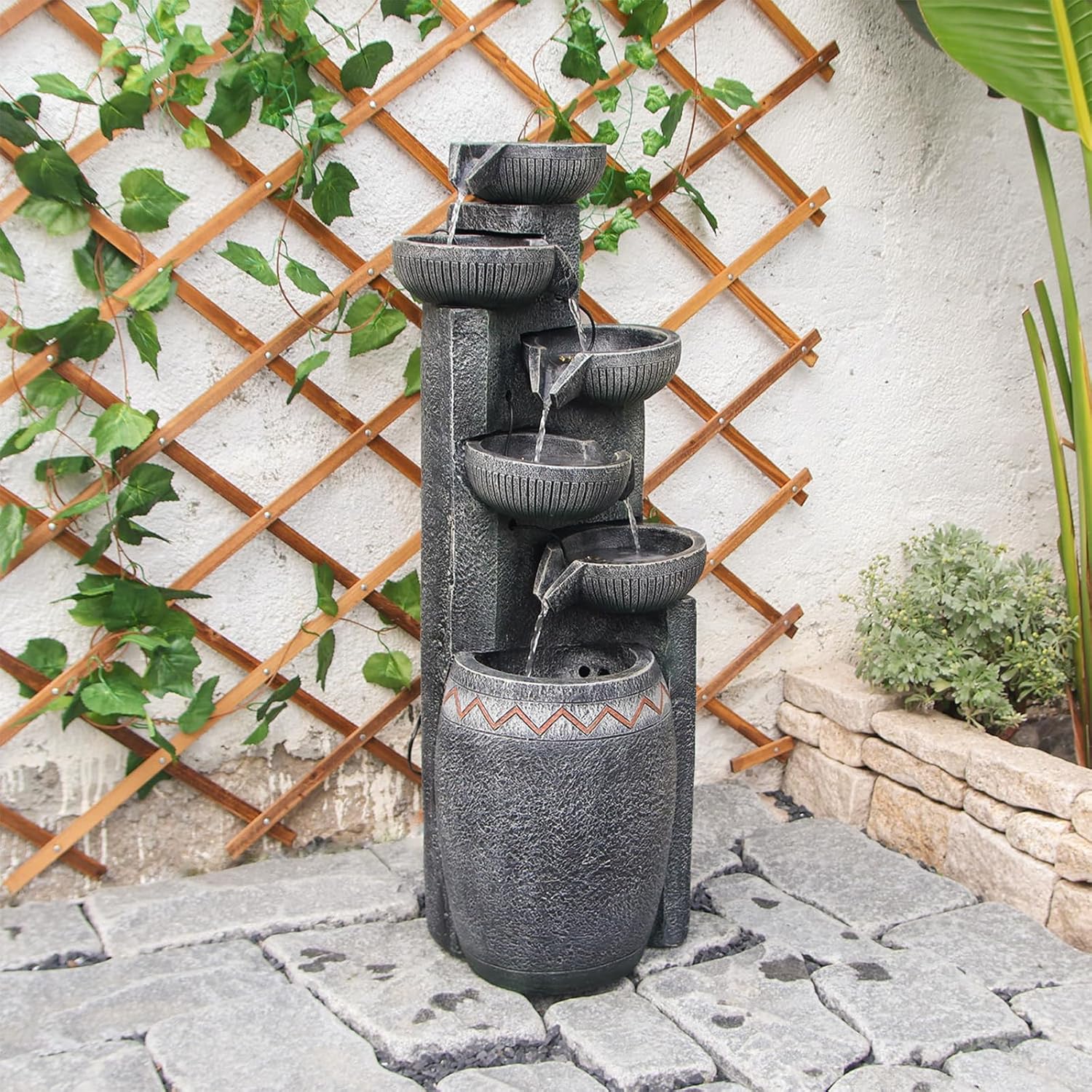 3583H Modern 6-Tier Water Fountain with LED Lights
