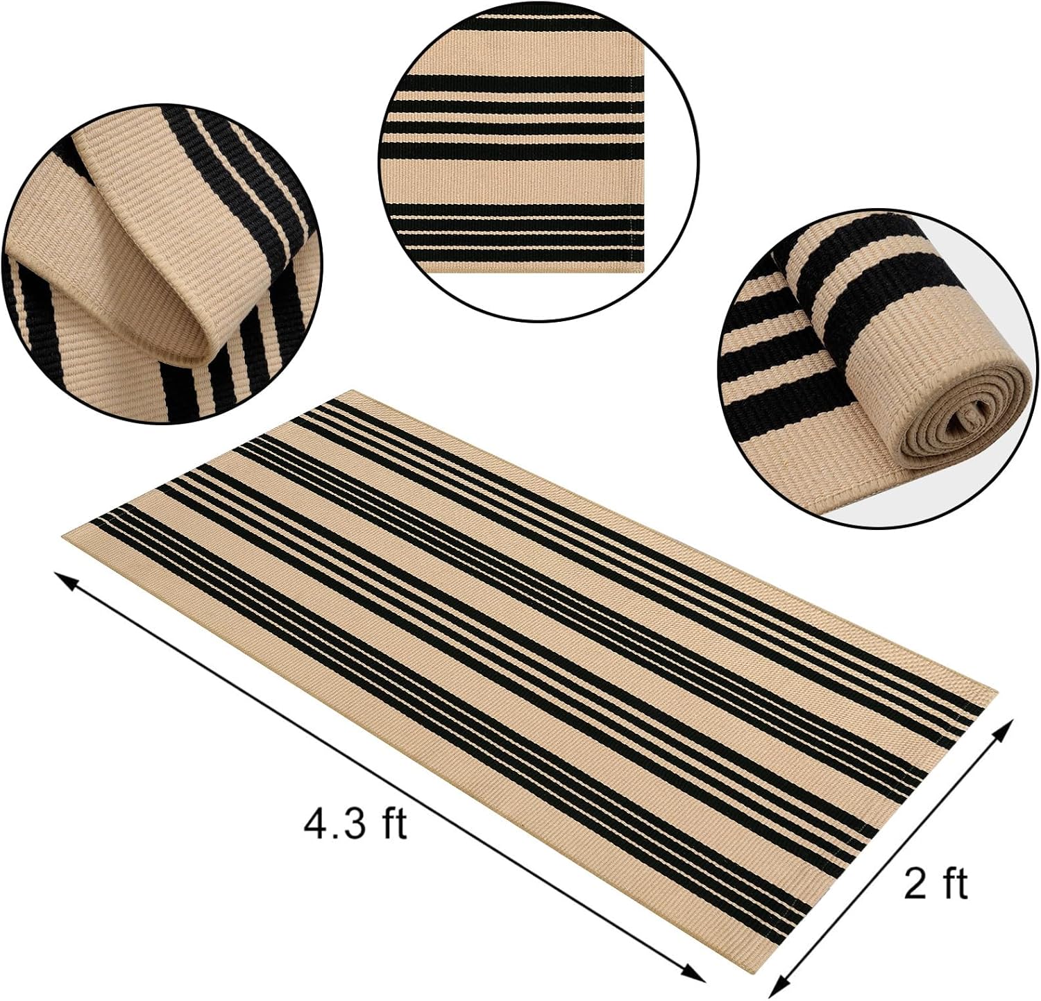 Tiveney Front Door Mat 2x43 Reversible Cotton Outdoor Rug