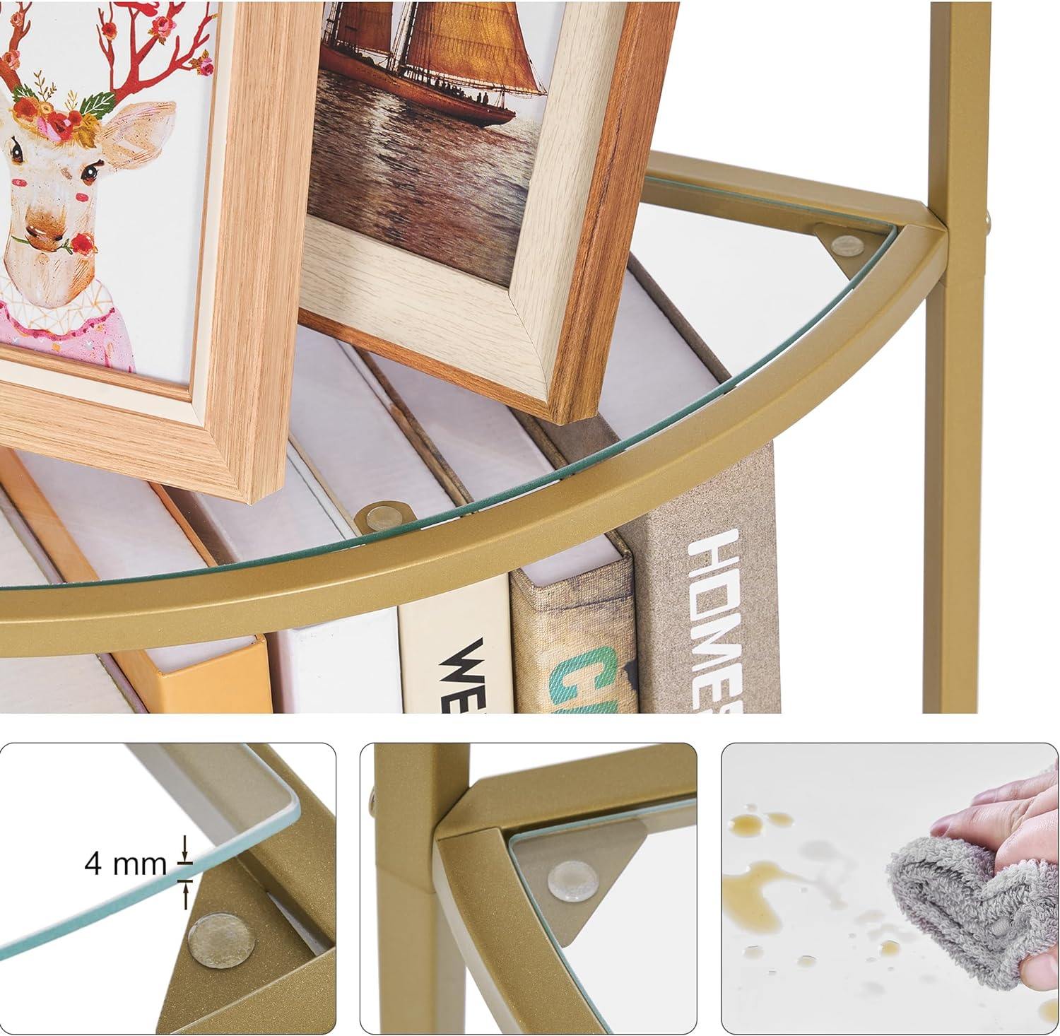 Homhedy 5-Tier Corner Shelf Stand with Gold Finish