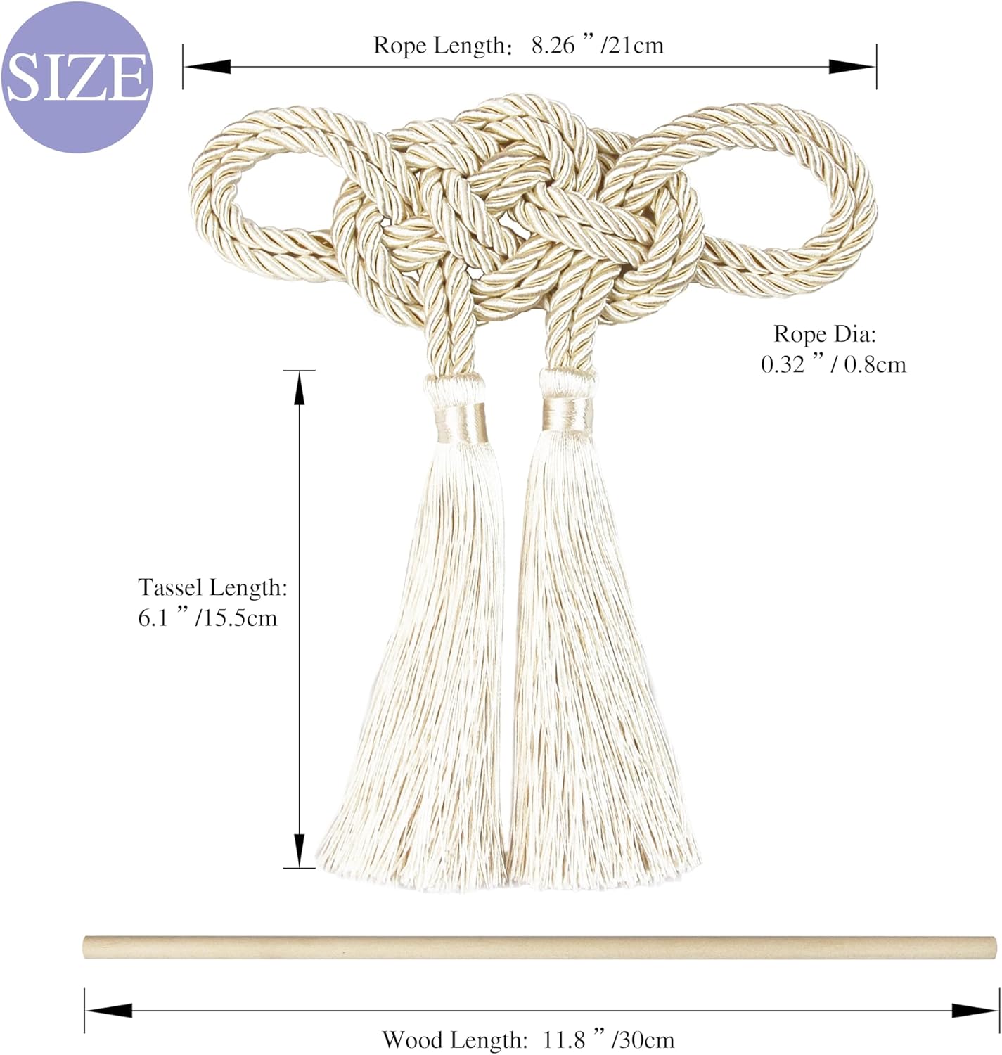 Elegant Curtain Tiebacks with Tassel 2pack