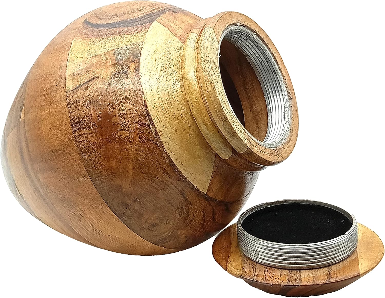 Handcrafted Wooden Urn for Human Ashes with Velvet Bag