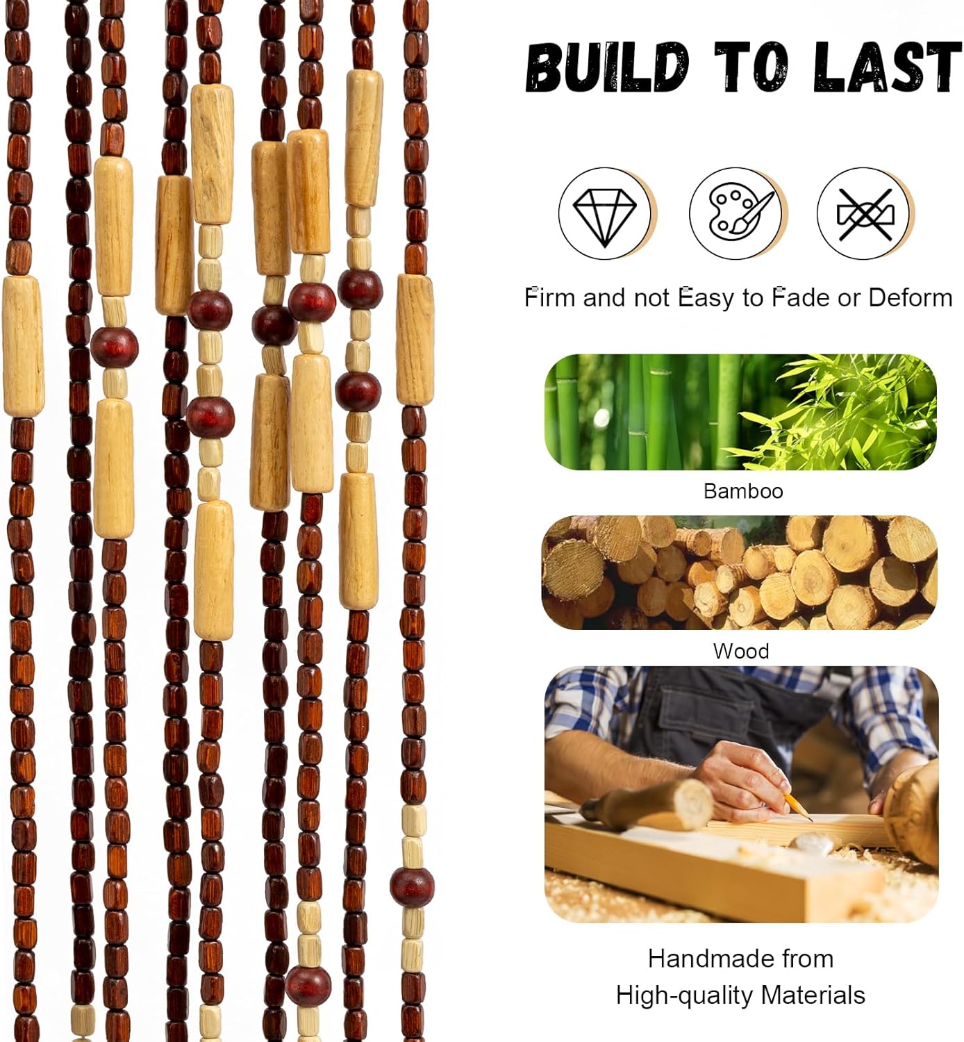 32 Lines Wooden Bead Curtain for Home Decor