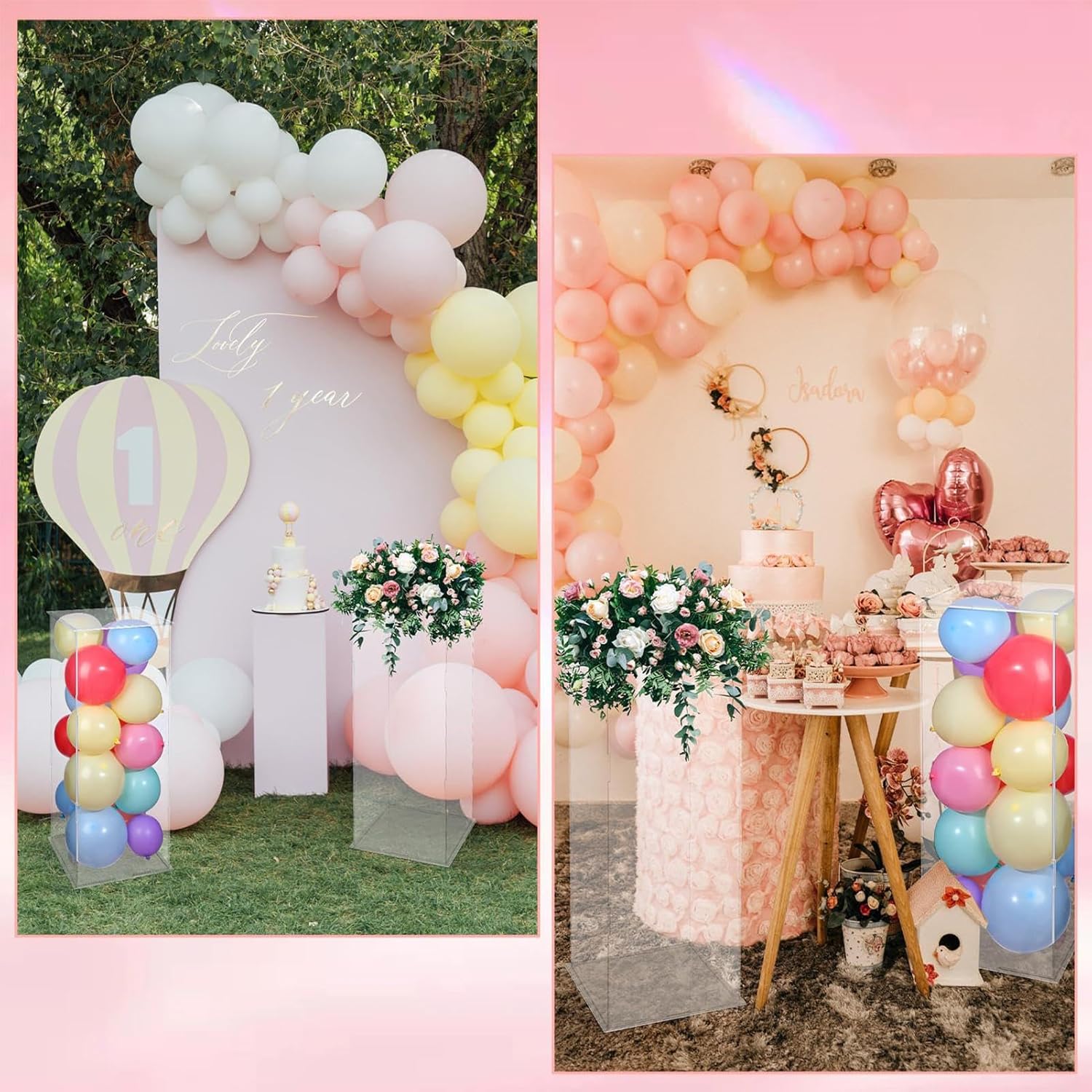 2 Pack Acrylic Pedestal Stand Display for Parties and Weddings