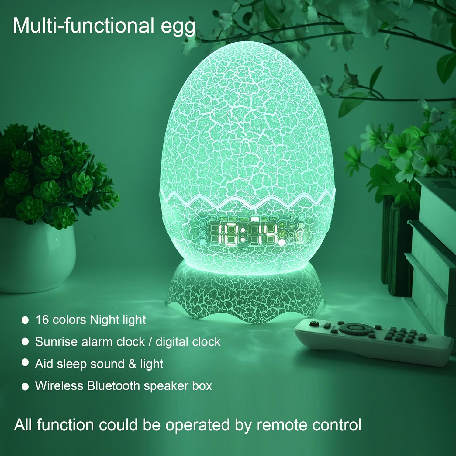Egg Shape Night Light with Touch Control and Bluetooth Speaker
