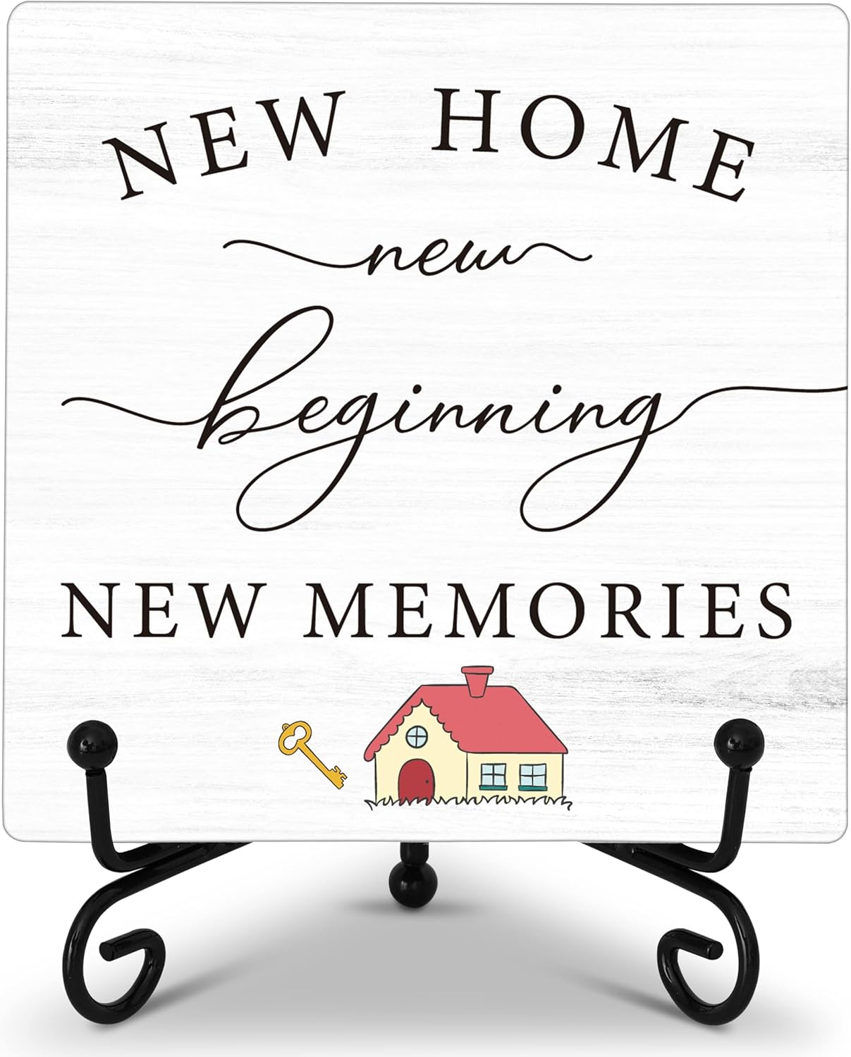 KFNER New Home Desk Sign Wooden Plaque With Iron Stand