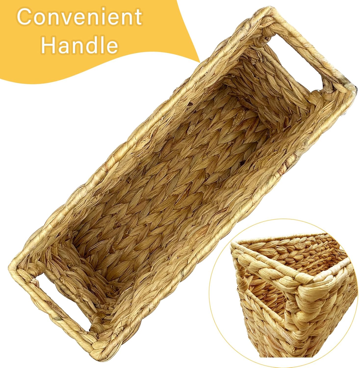Hand-Woven Magazine Holder Water Hyacinth Basket for Storage