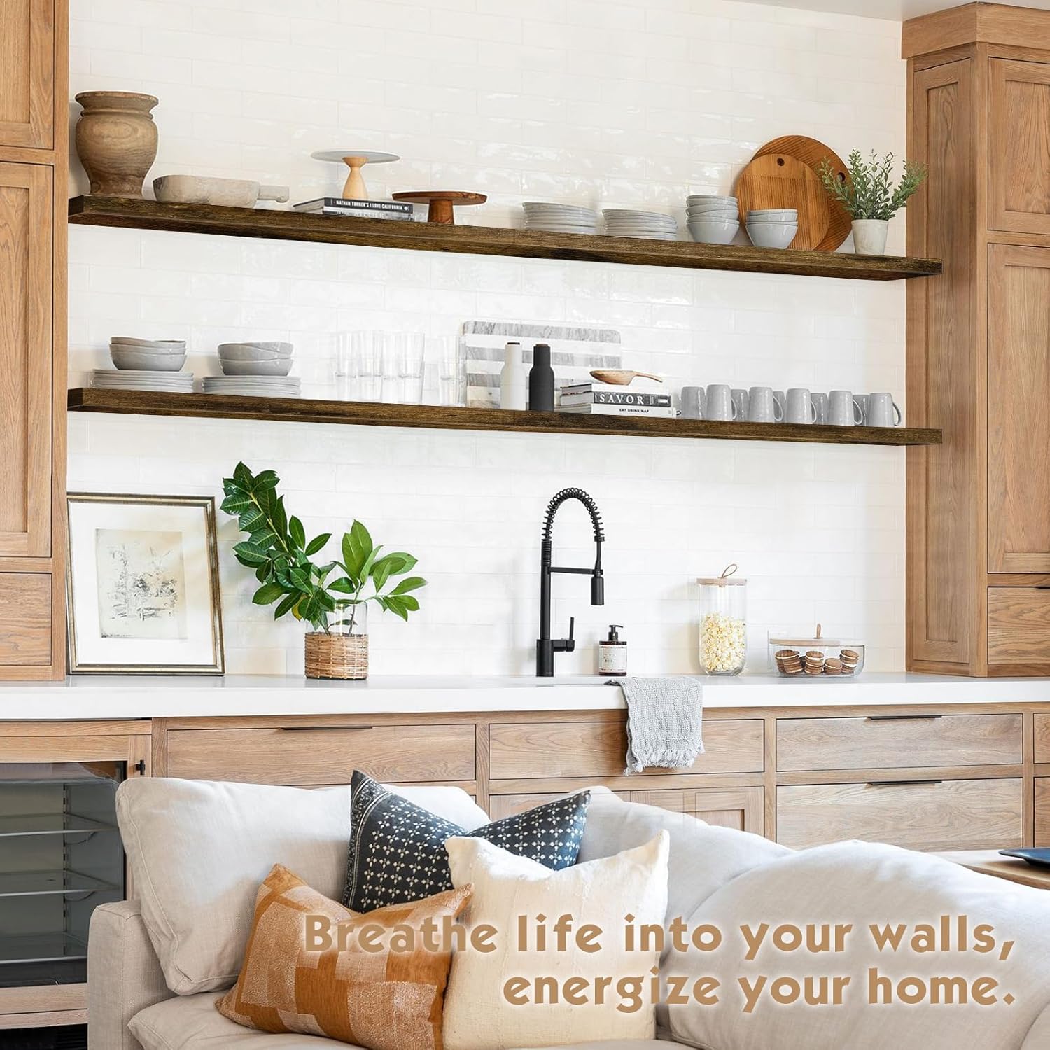 Forbena 36 Inch Floating Shelves Set of 3 Dark Brown