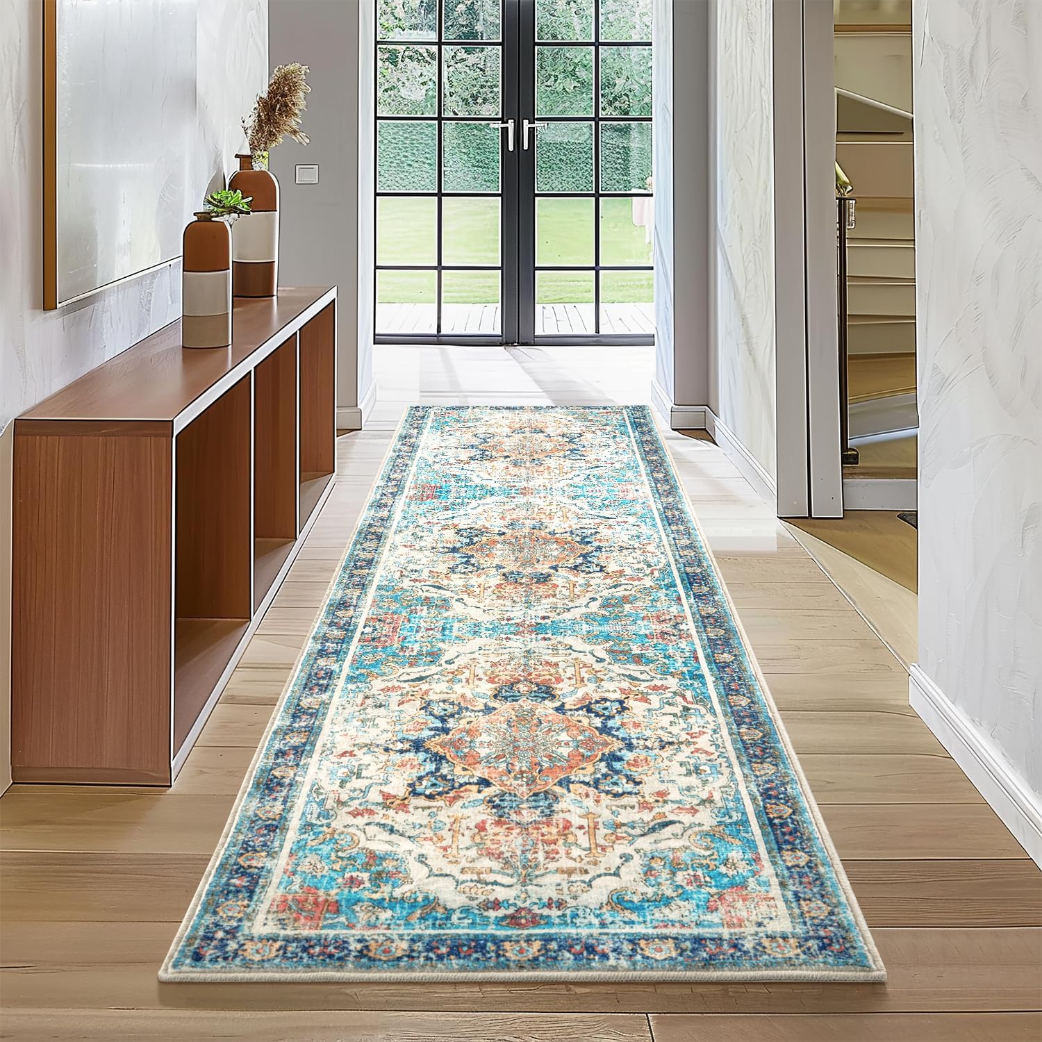 Topllen Runner Rug 26x8 Boho Washable Kitchen Rug