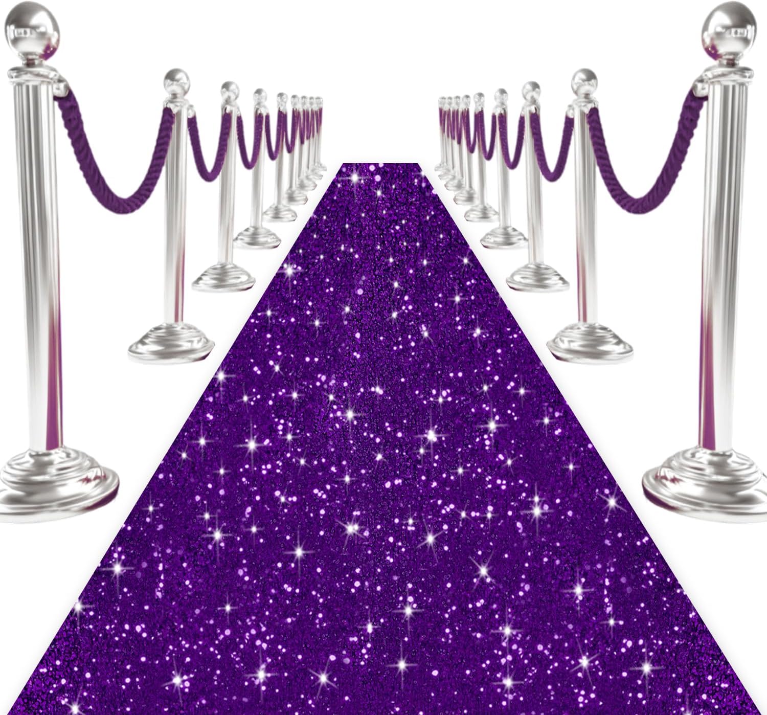 4ft x 20ft Purple Glitter Aisle Runner for Wedding and Party