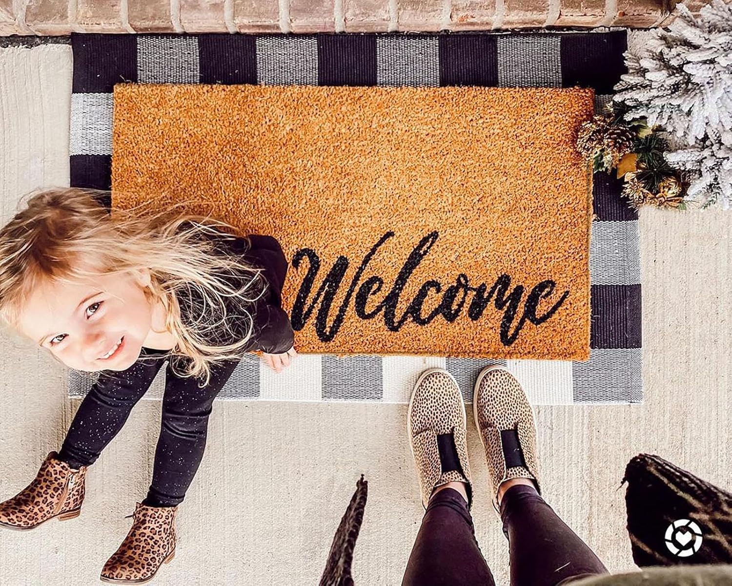 KOZYFLY Buffalo Plaid Area Rug 2x3ft Black White Checkered Mat