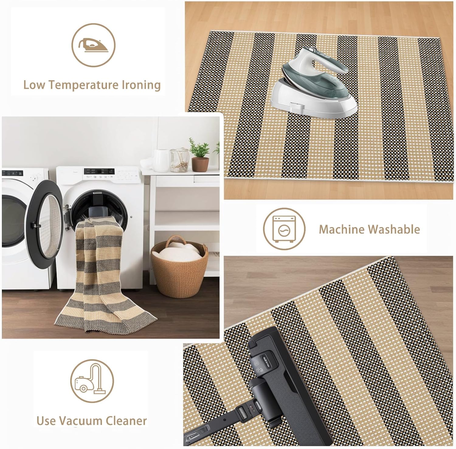 Striped Front Door Mat 24x51 Cotton Woven Rug
