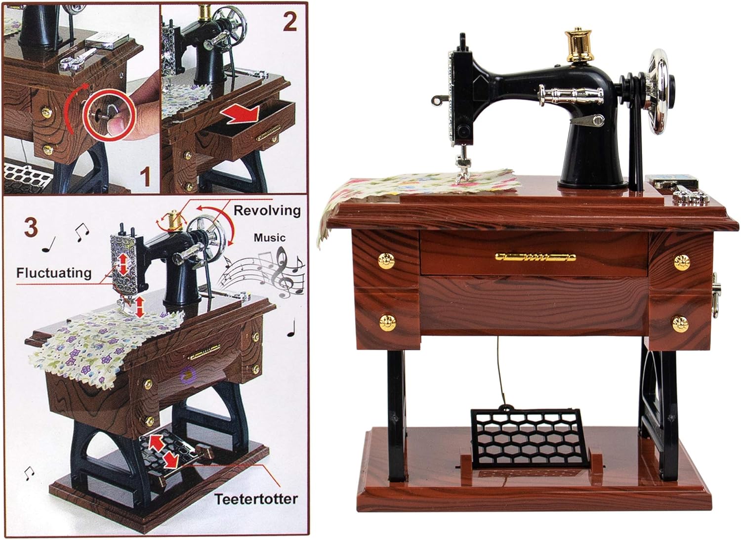 Auear Vintage Music Box Sewing Machine Figurine