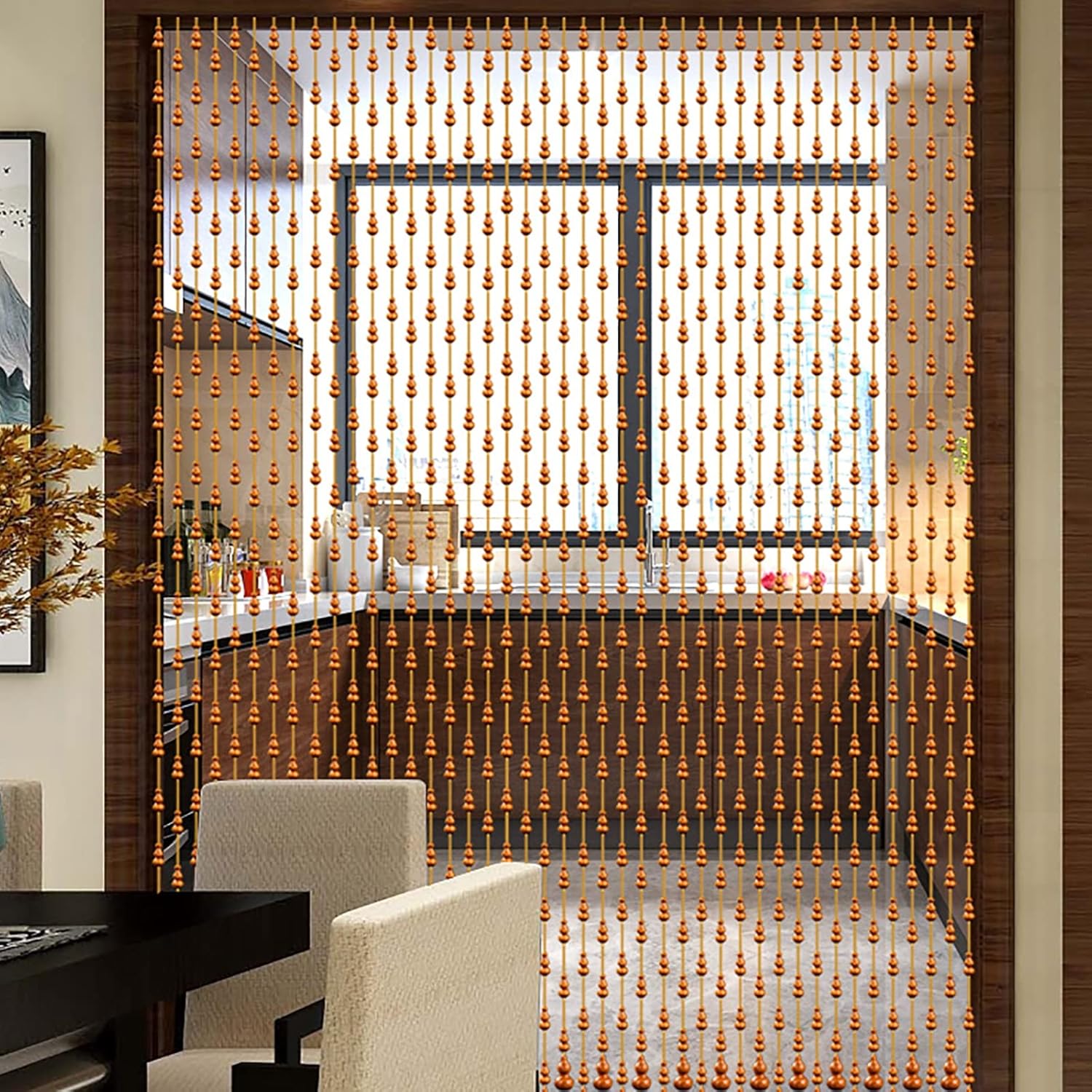 XOOFMASS Wood Beaded Curtain for Door Partition
