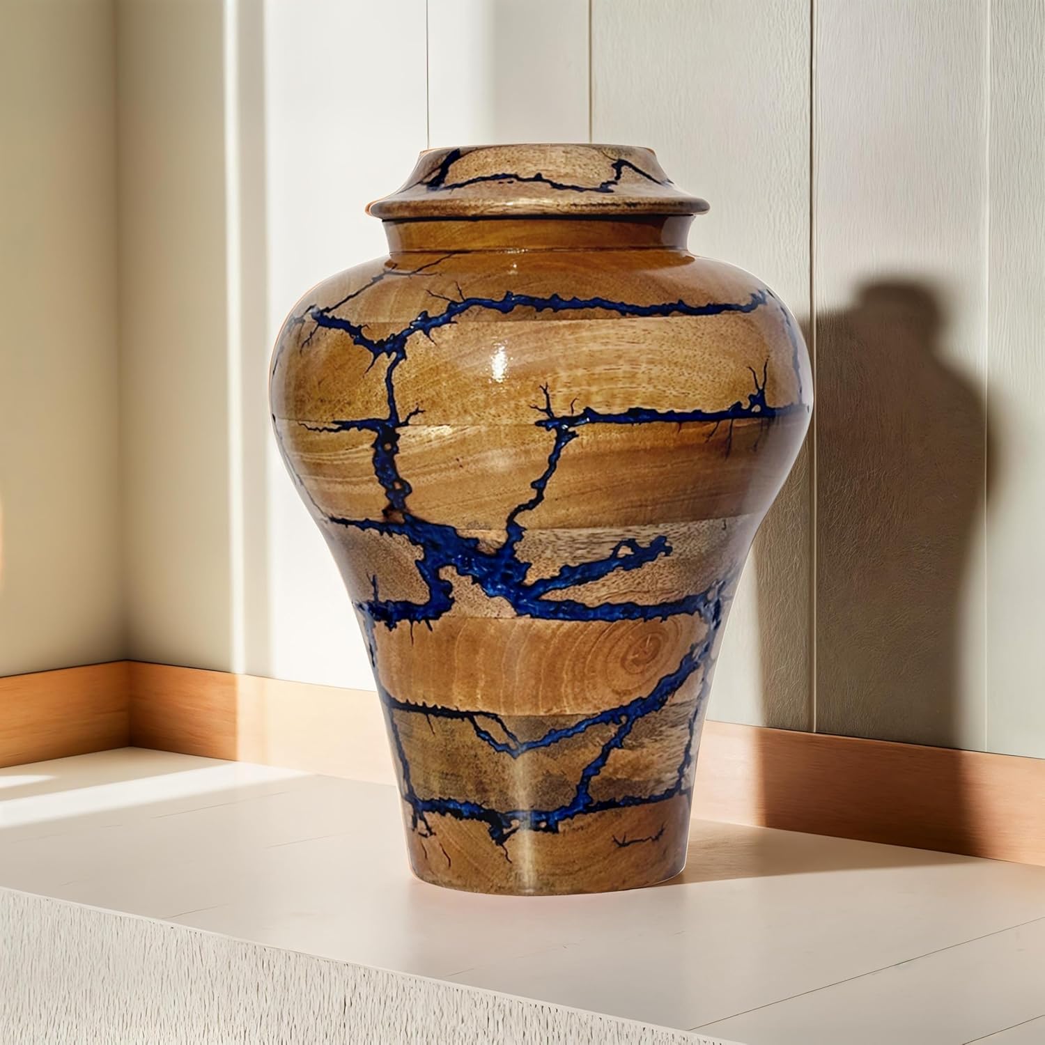 Wooden Handcrafted Urn for Human Ashes - Medium Size 80 lbs