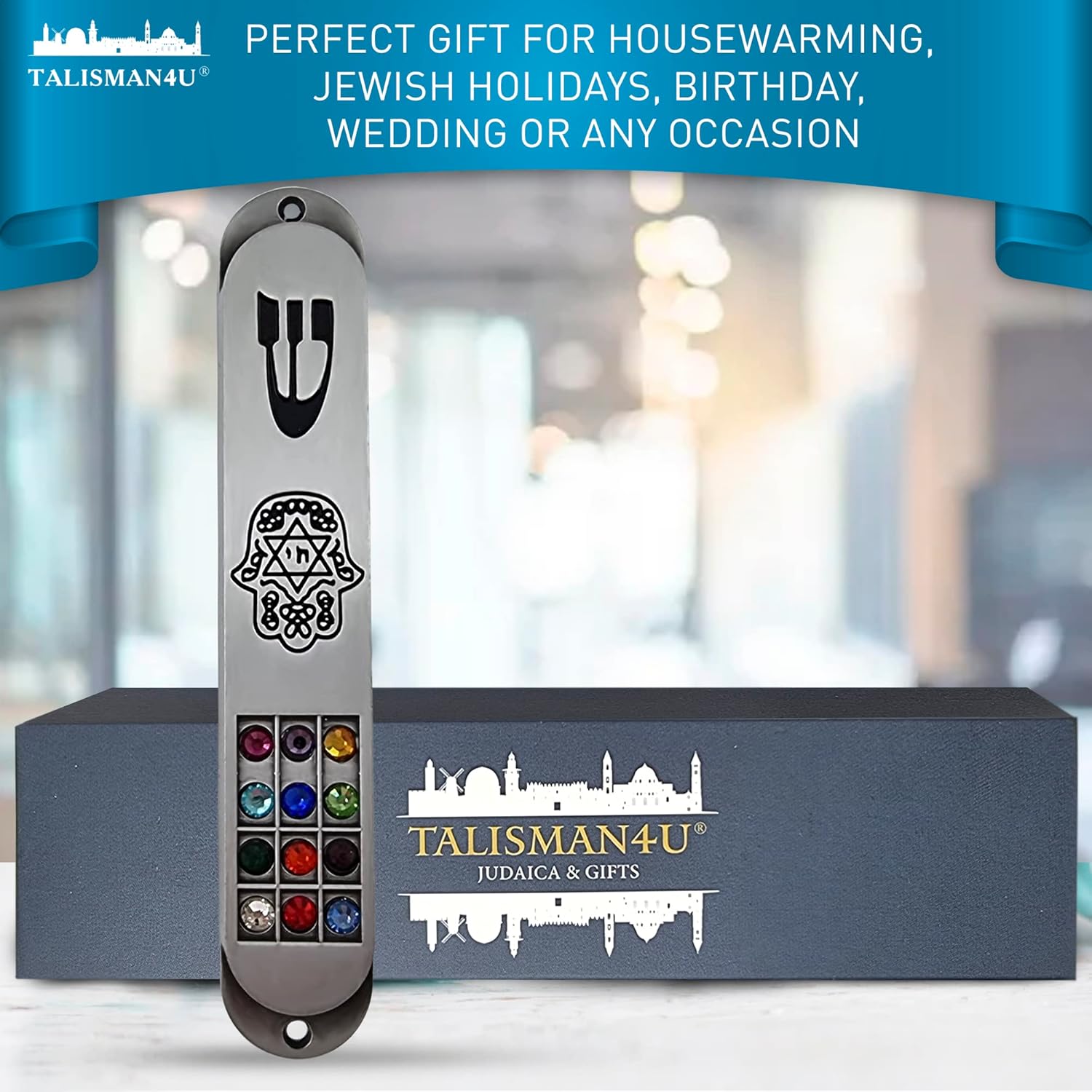 Talisman4u Pewter Mezuzah Case with Scroll 35 Inch