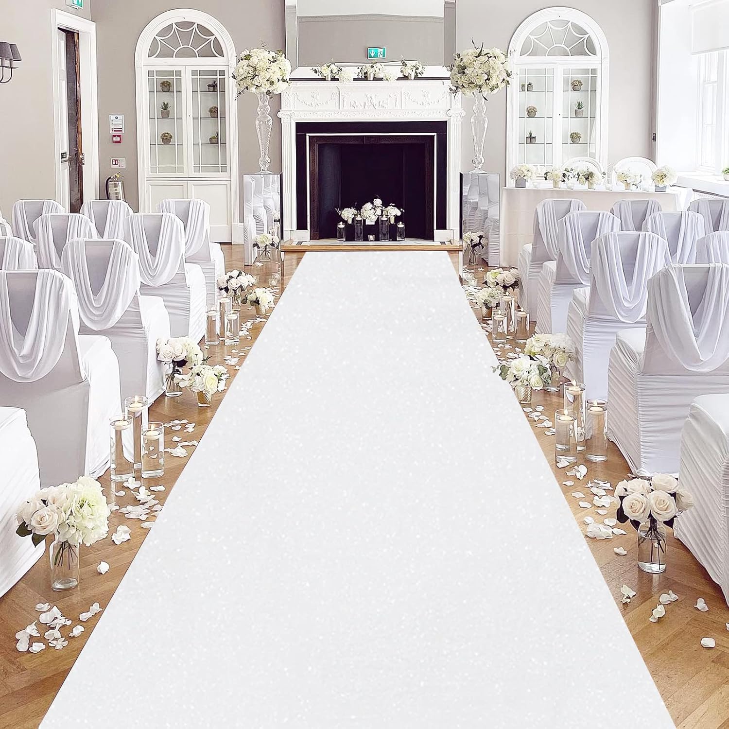 White Sequin Aisle Runner Wedding Decor 2FTx15FT
