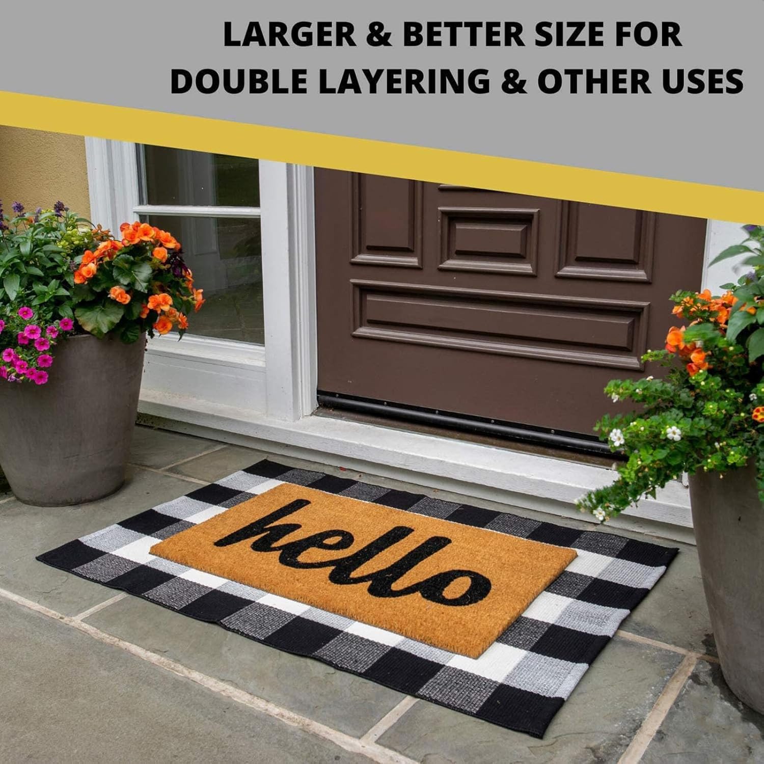 KOZYFLY Buffalo Plaid Area Rug 2x3ft Black White Checkered Mat