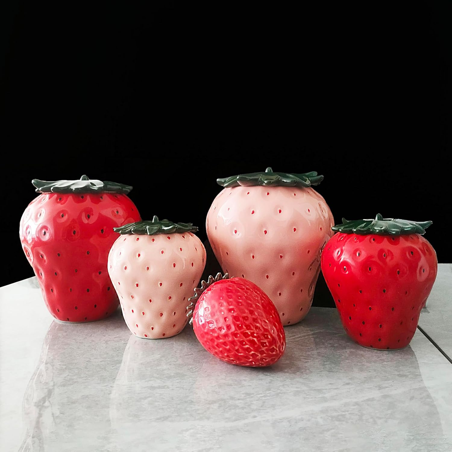 Mini Strawberry Ceramic Urn for Human Ashes Red