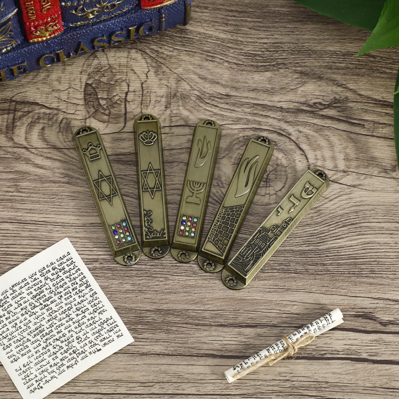 Cabilock 5Pcs Metal Mezuzah Door Decorations