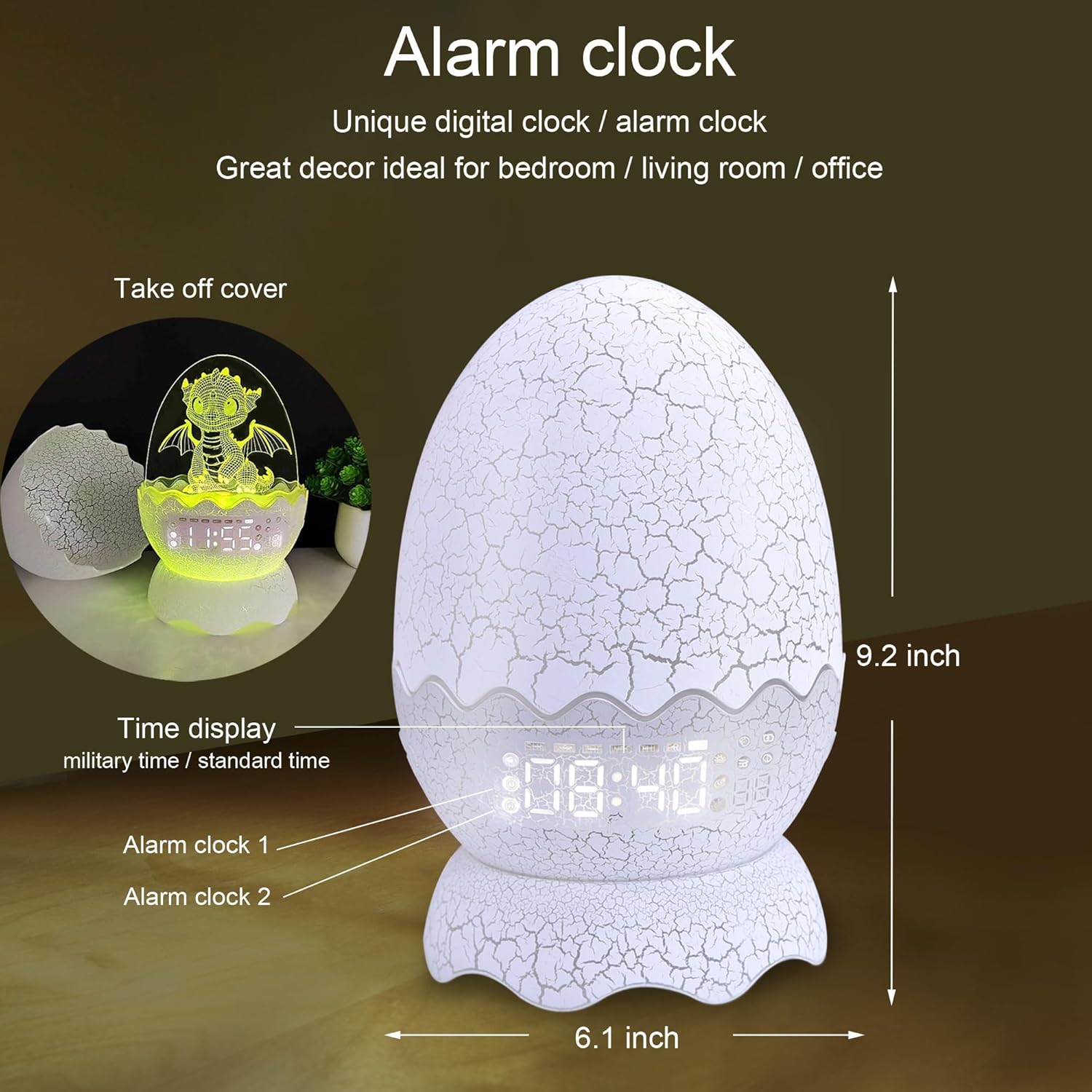 Egg Shape Night Light with Touch Control and Bluetooth Speaker