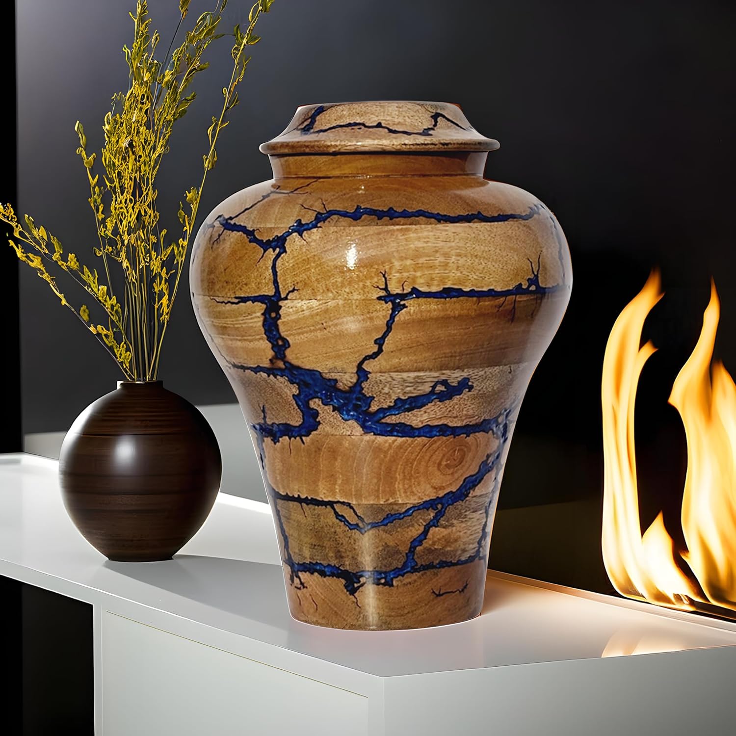 Wooden Handcrafted Urn for Human Ashes - Medium Size 80 lbs