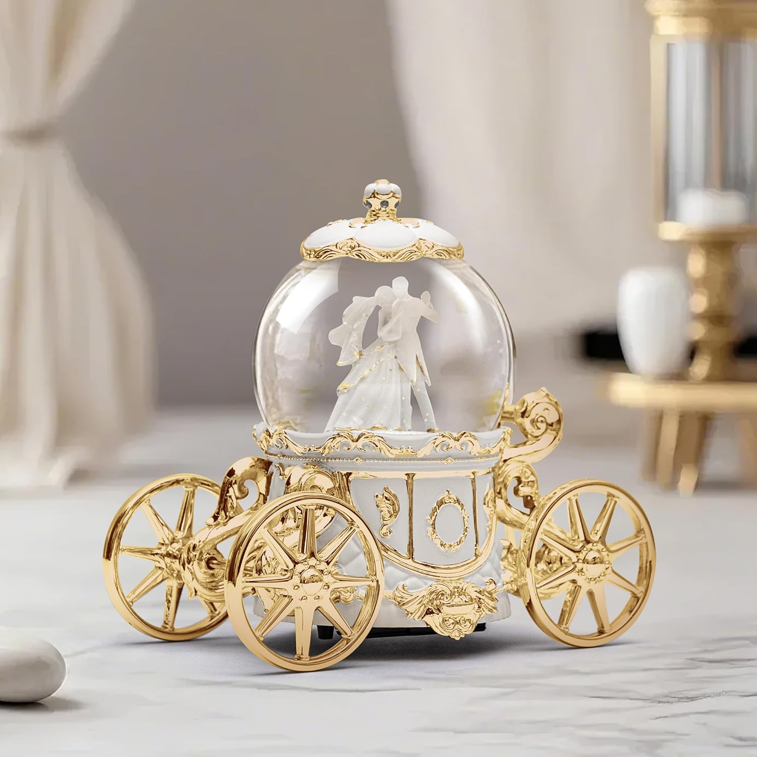 Luxury Gold Cinderella Carriage Snow Globe with Music