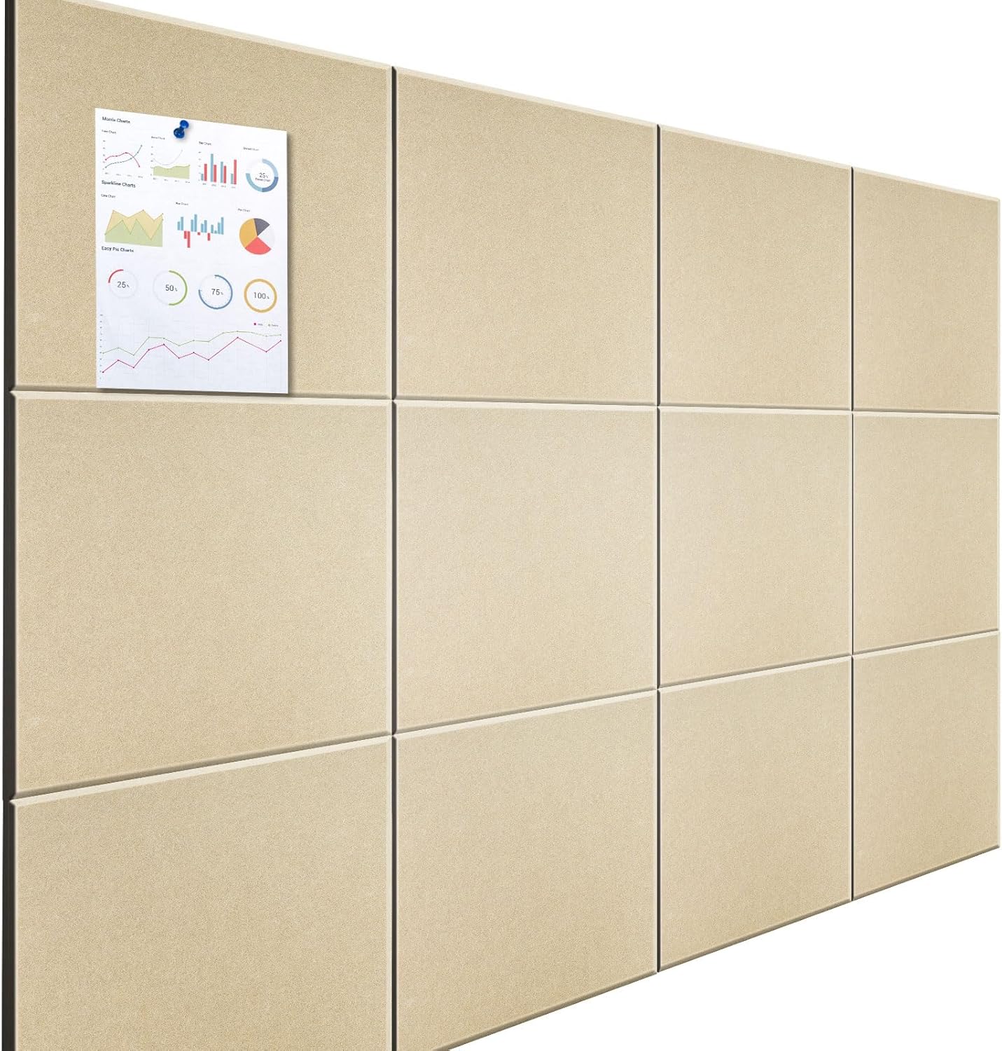 Large Felt Cork Board Tiles 12 Packs 12x12 Dark Camel