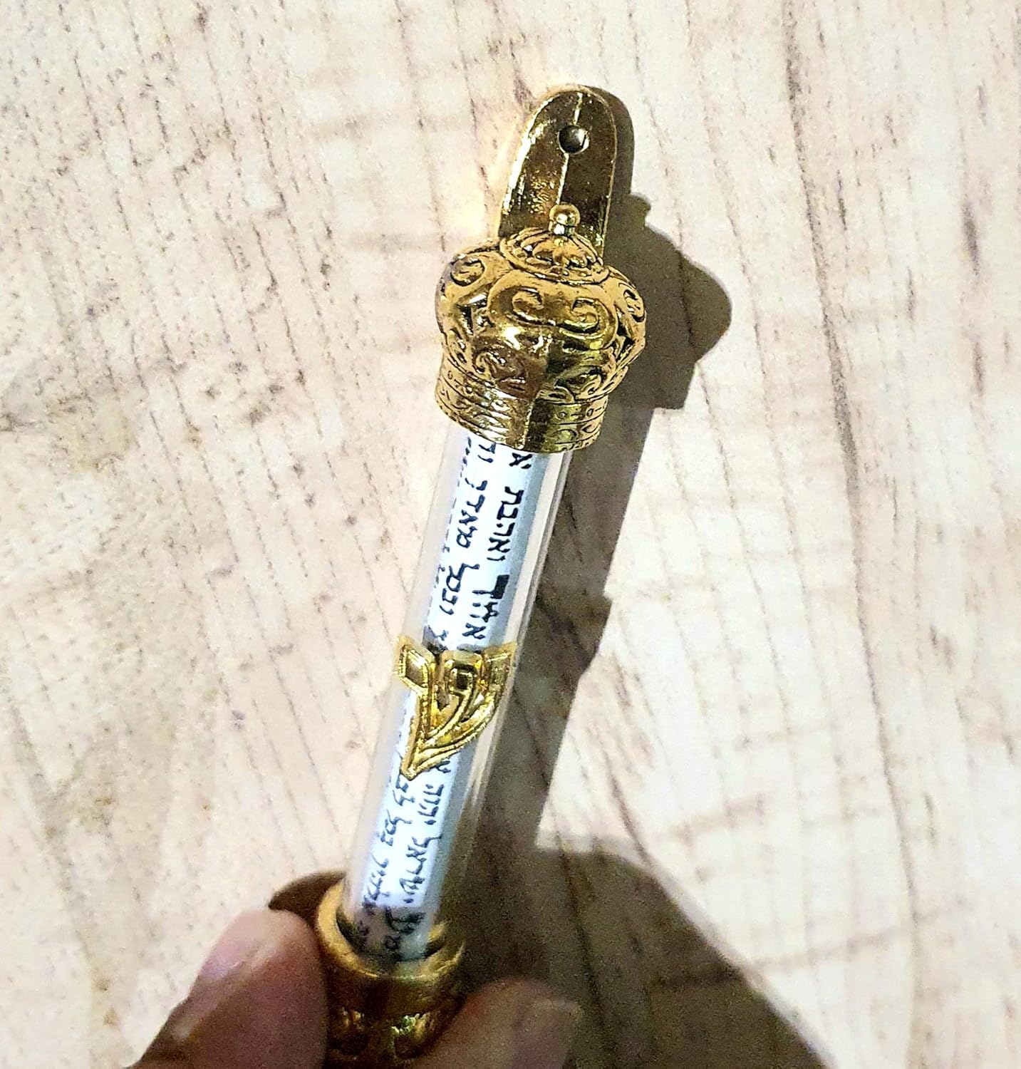 Zuluf Gold Plated Mezuzah with Scroll 5 Inches
