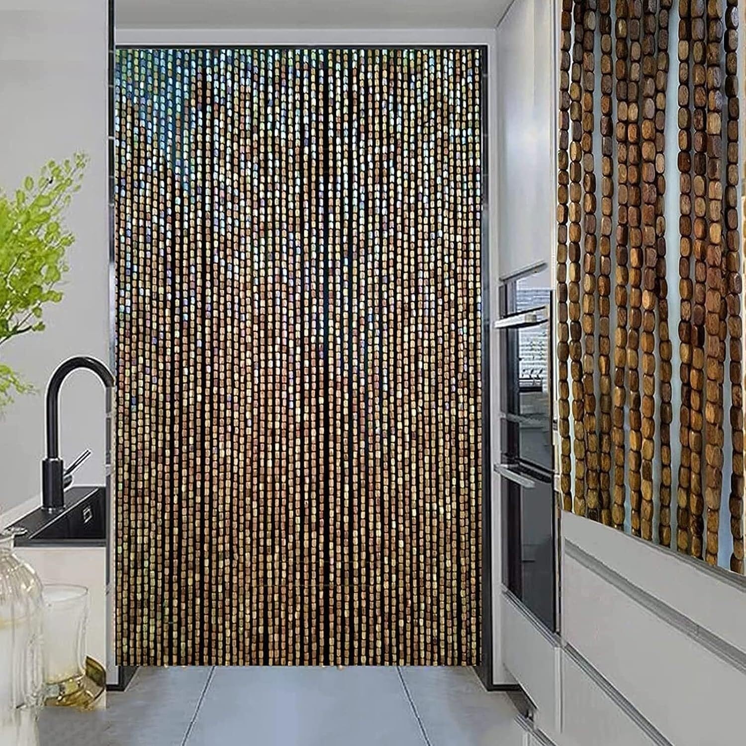 Wcxixo Bamboo Beaded Door Curtain Handmade Decorative Panel