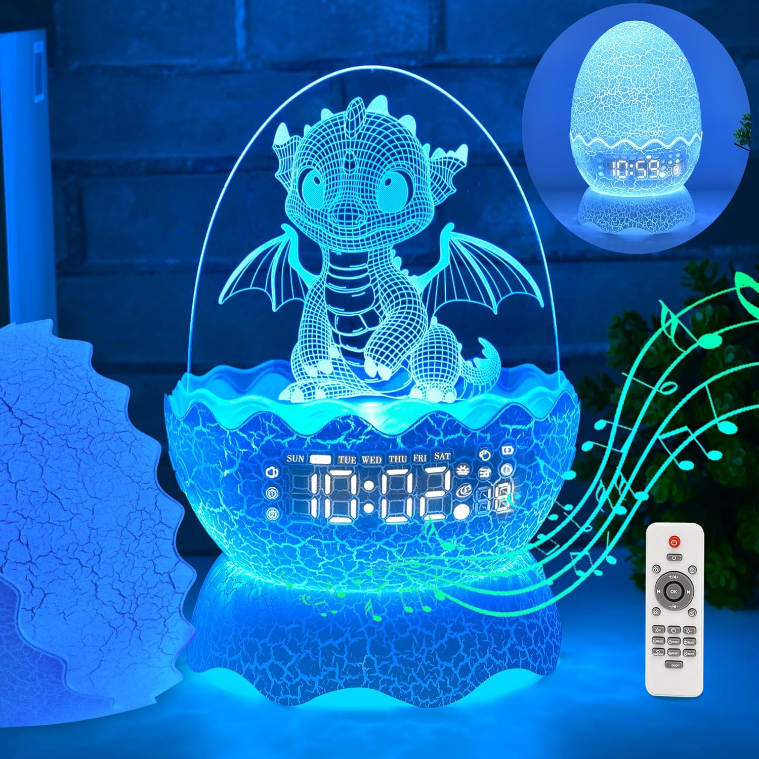 Egg Shape Night Light with Touch Control and Bluetooth Speaker