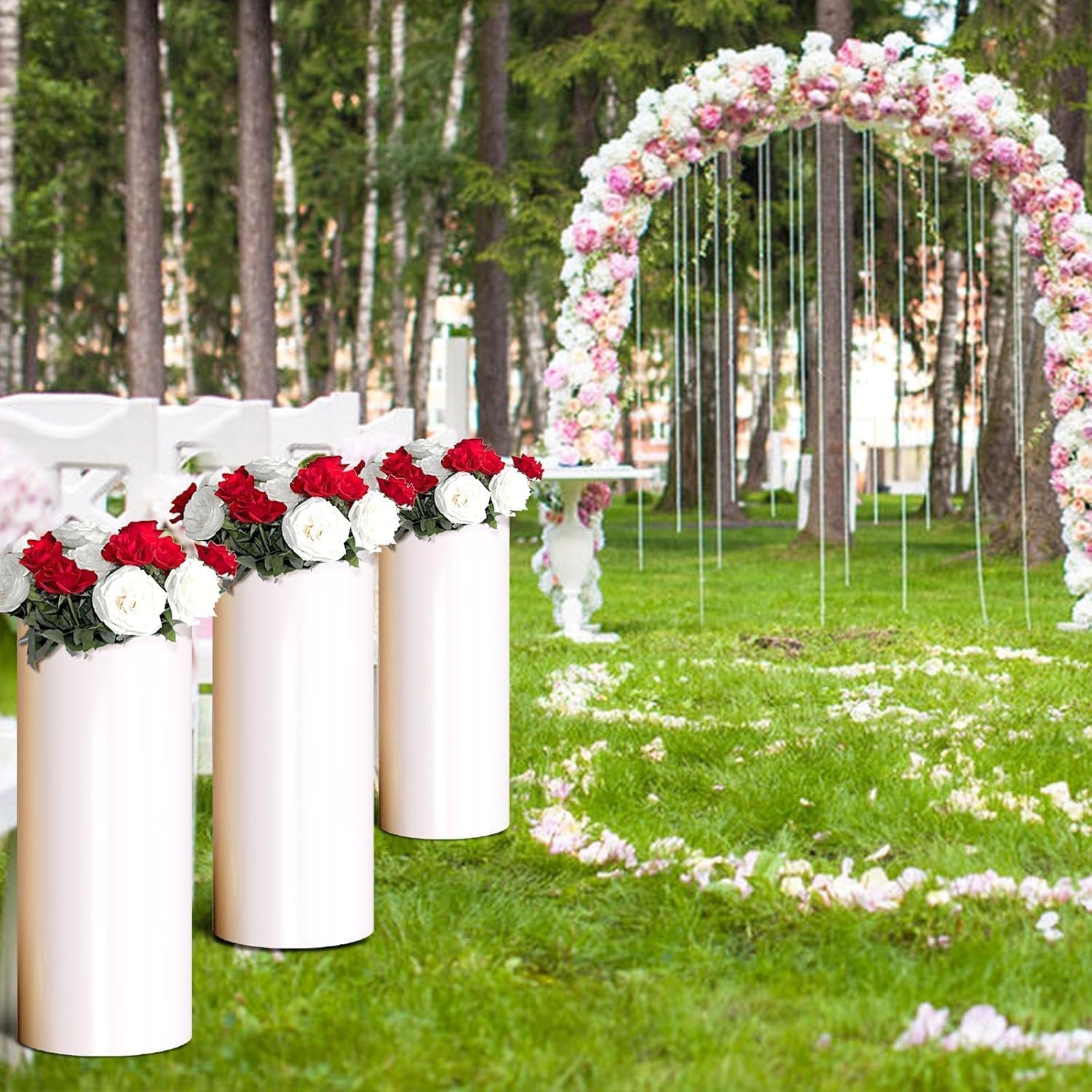 Cylinder Pedestal Stand PVC White 5 PCS Portable Display