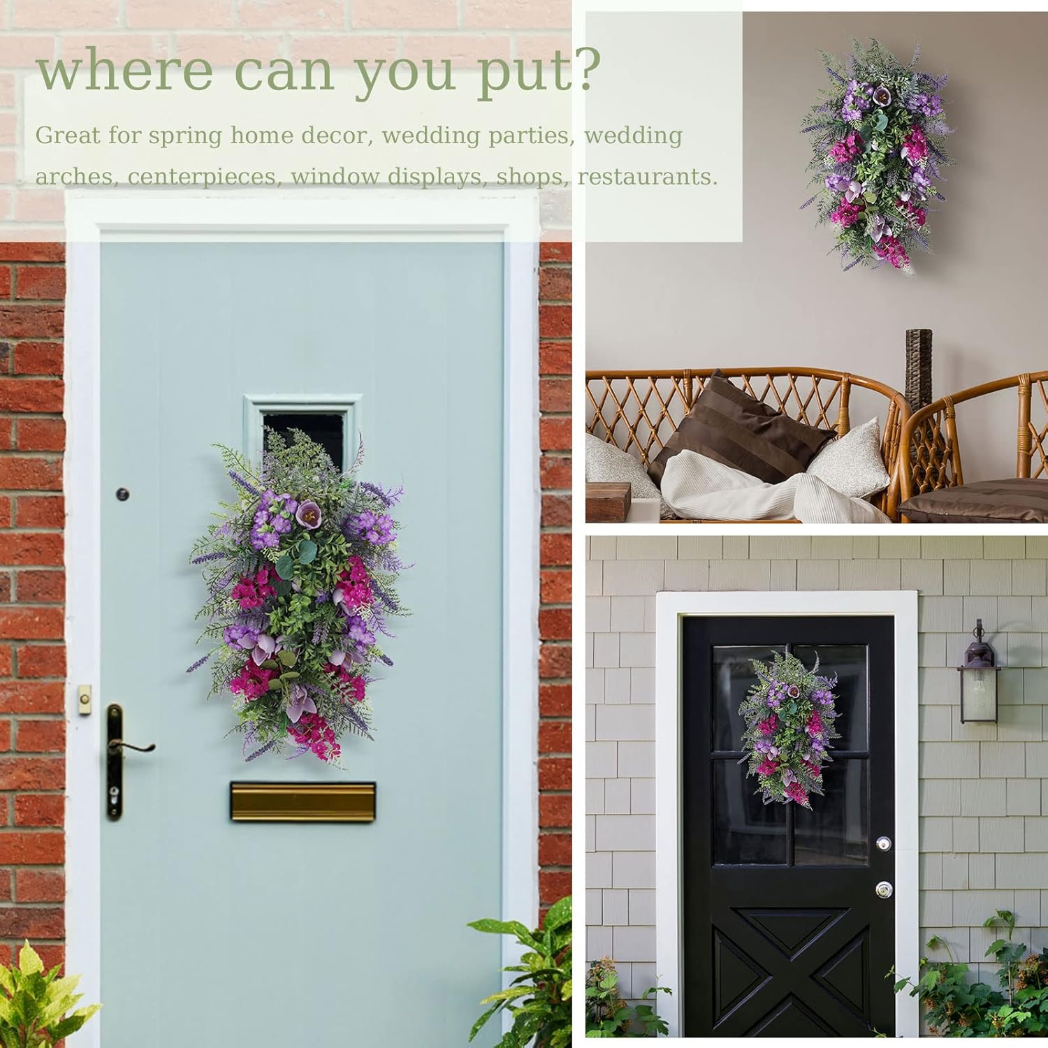 BEIJIALY Spring Wreath for Front Door Decor