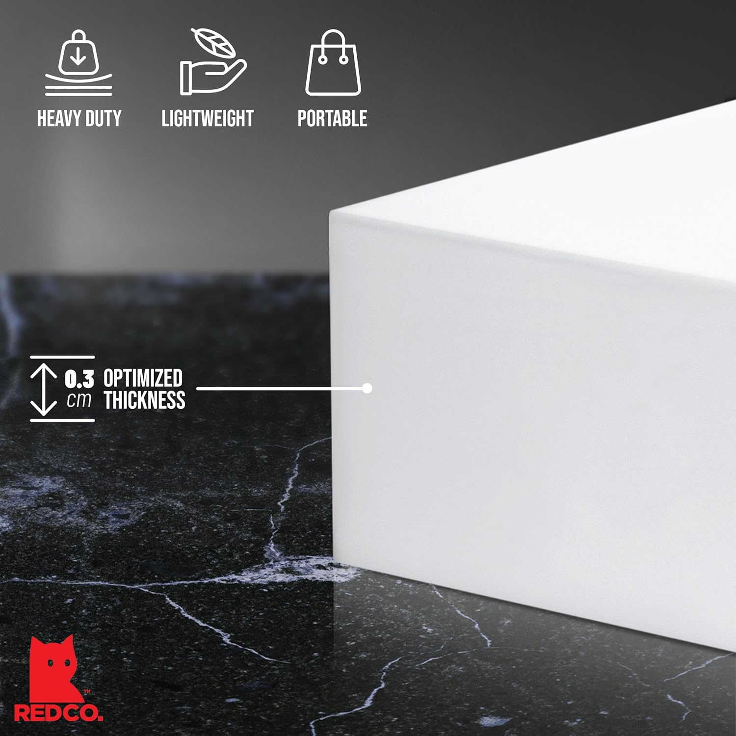 Red Co Glossy White Small Acrylic Cubic Display Riser Stands - 3 Pack
